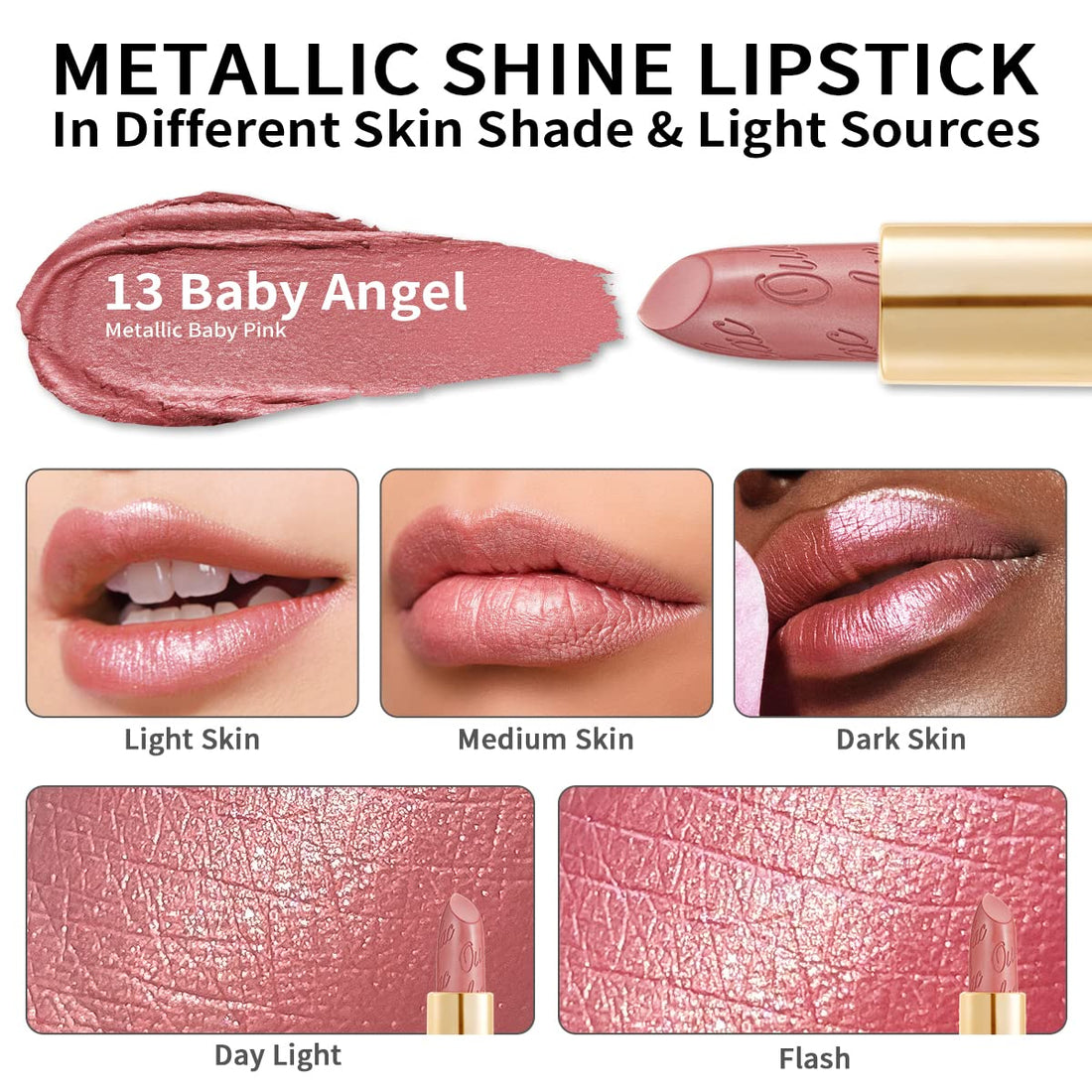 Oulac Metallic Diamond Shine Liquid Lip Gloss - Glitter Glossy for Lip & Eye, Long Lasting 24H + & Waterproof, Lightweight Lip Stain, 3D Metallic Finish, No Transfer, Vegan, 4.5ml,MD05 Loose Control Halalzen