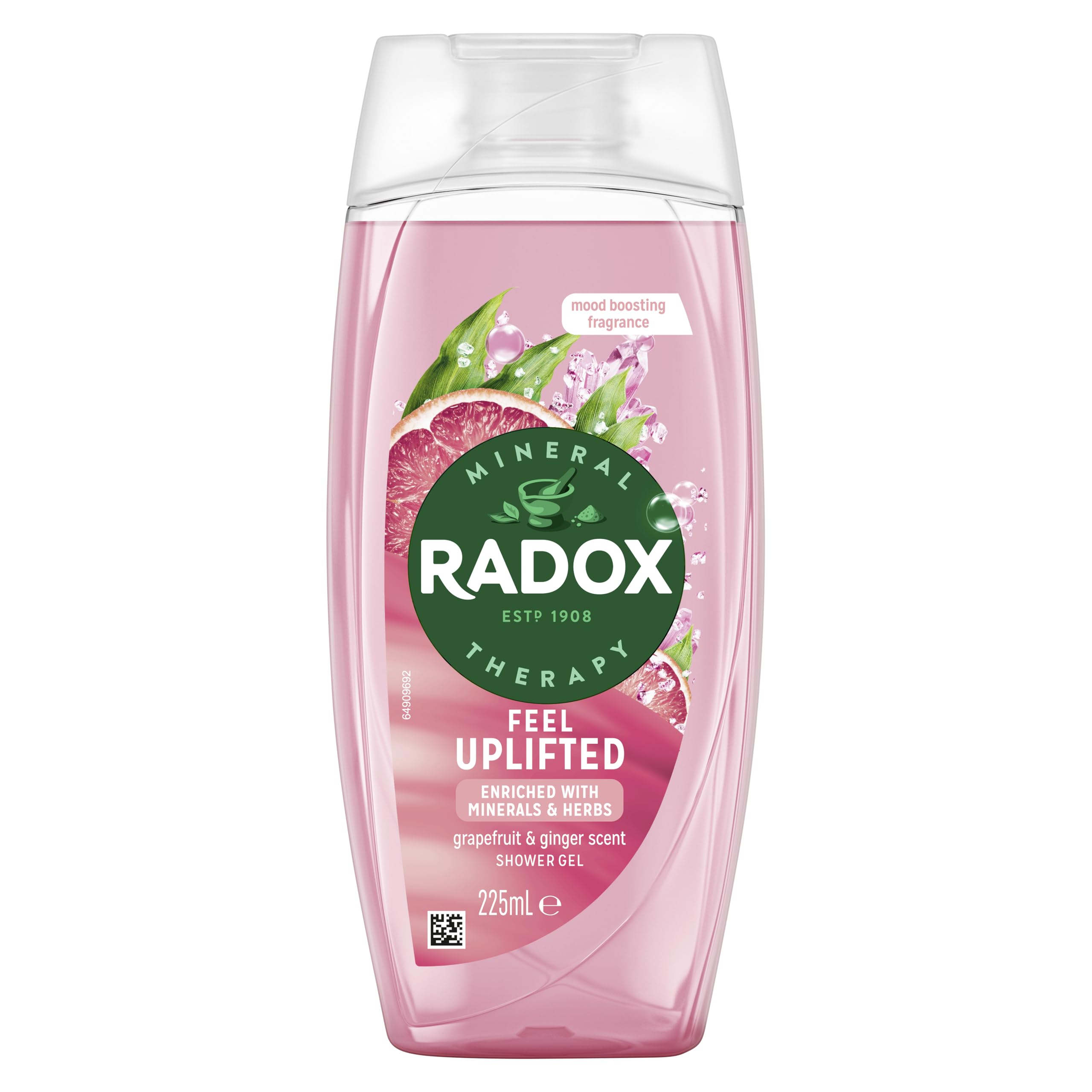Radox Mineral Therapy Feel Uplifted Shower Gel body wash uniquely blended with minerals, herbs and a grapefruit & ginger scent for a mood-boosting experience 225 ml