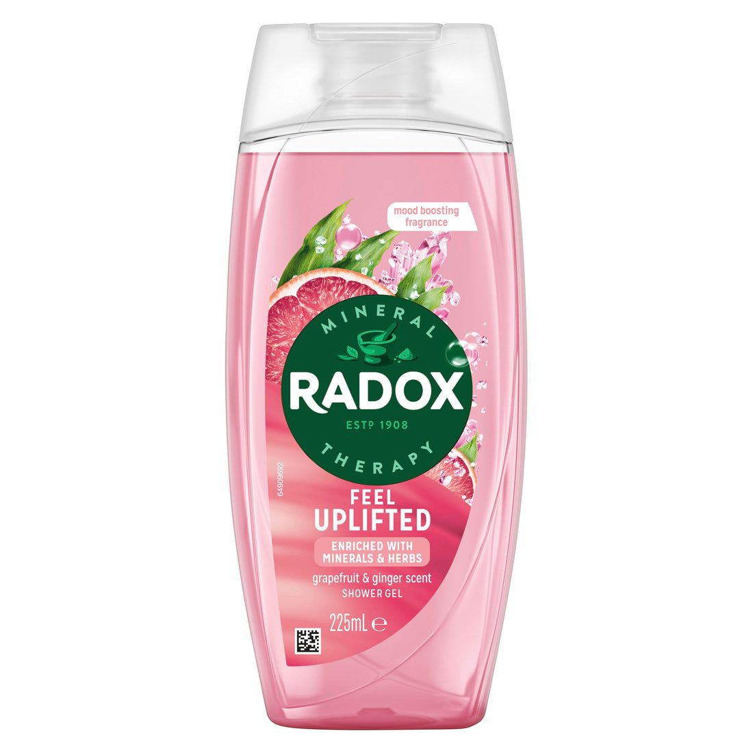 Radox Mineral Therapy Feel Uplifted Shower Gel body wash uniquely blended with minerals, herbs and a grapefruit & ginger scent for a mood-boosting experience 225 ml
