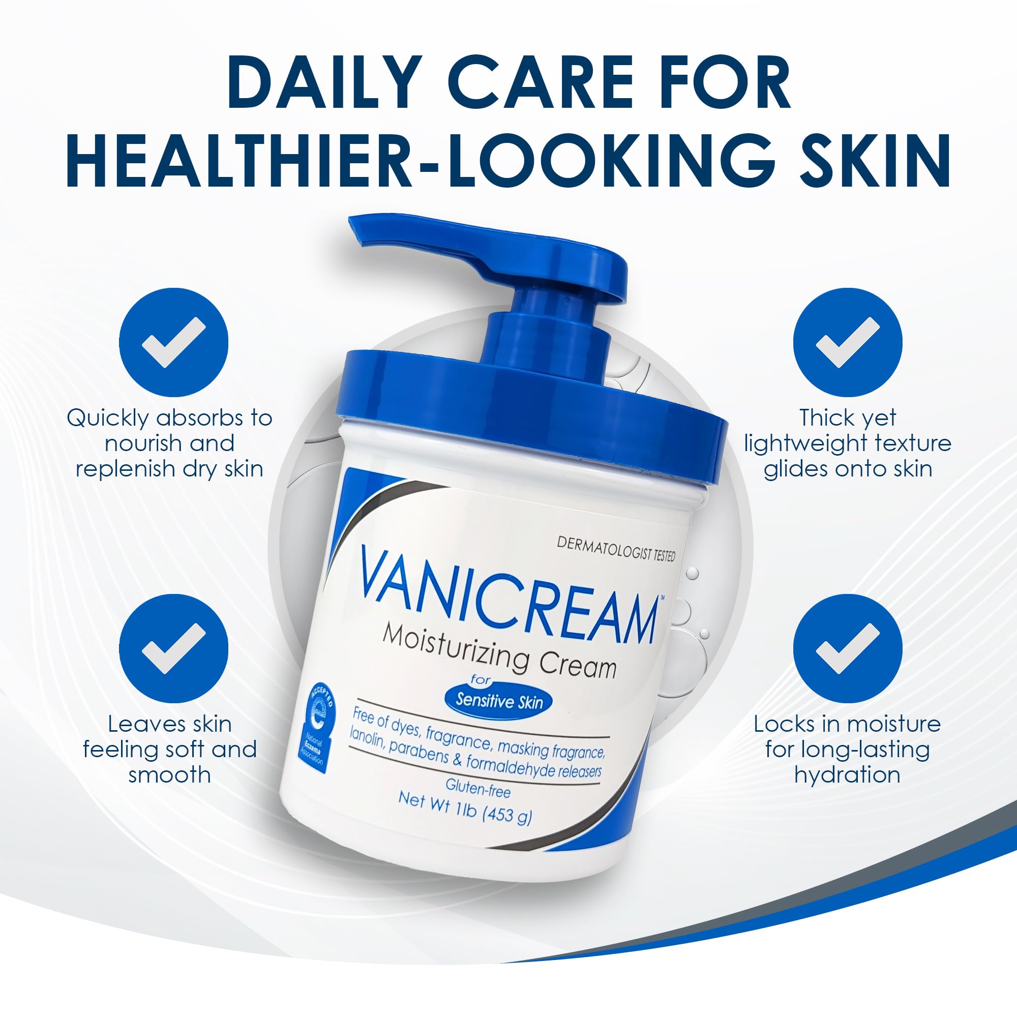 Vanicream Moisturizing Skin Cream with Pump Dispenser - 16 fl oz (1 lb) - Moisturizer Formulated Without Common Irritants for Those with Sensitive Skin Halalzen