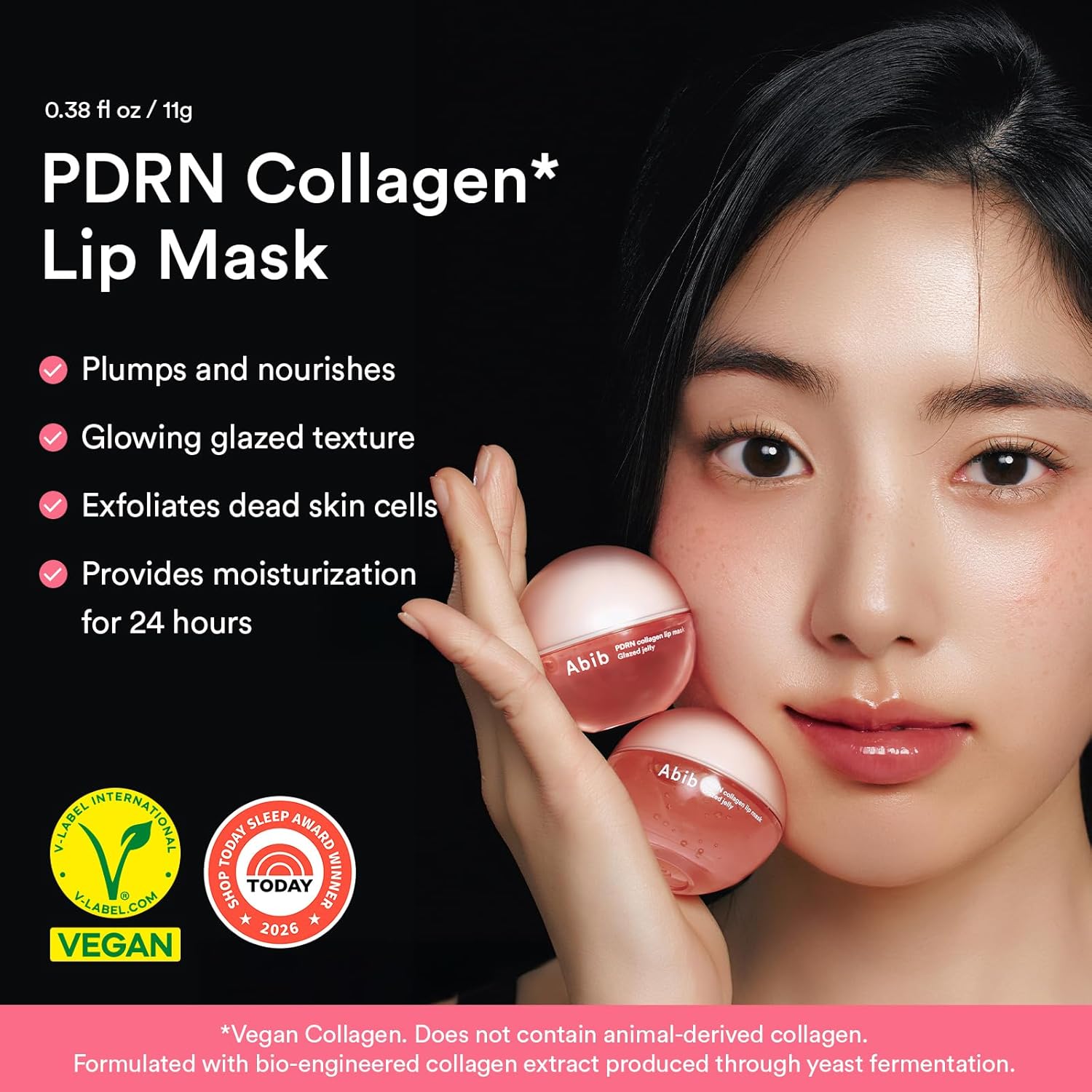 Abib PDRN Collagen Lip Mask Glazed Jelly 0.38 fl oz | Korean Lip Butter Balm Overnight Sleeping Mask Hydrating Care Moisturizer Treatment for Flakey, Dry Lips Halalzen