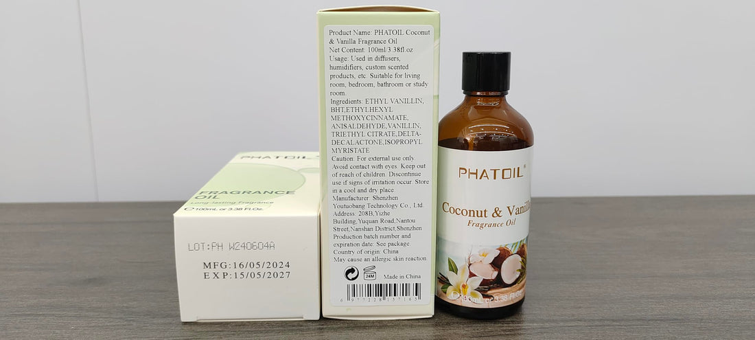 PHATOIL Coconut & Vanilla Fragrance Oils for Aromatherapy, Essential Oils for Diffusers for Home, Premium Quality Coconut & Vanilla Fragrance Essential Oil, Perfect for Diffuser, Relaxation - 100ml
