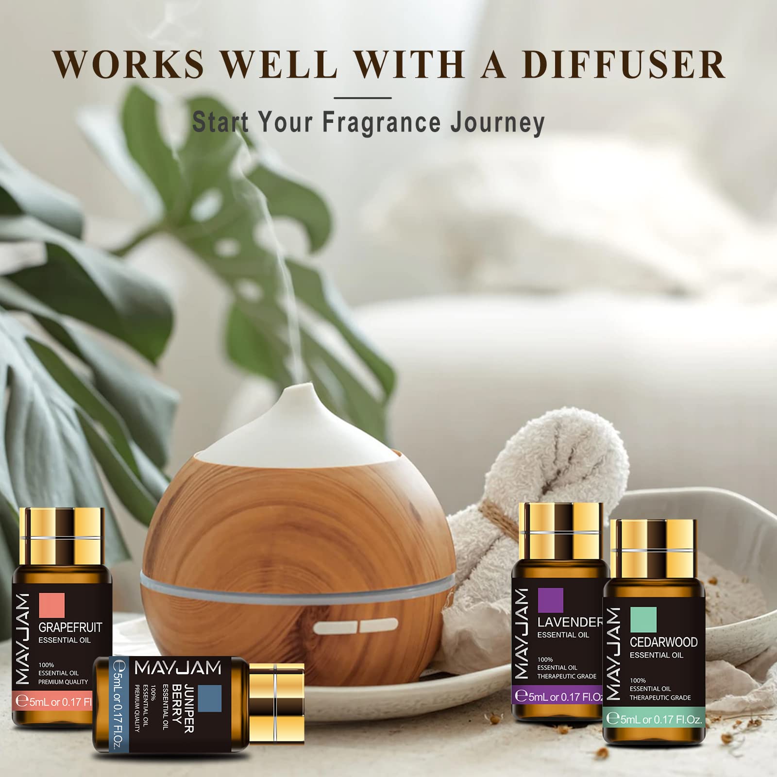 MAYJAM Top 20 Pure Essential Oil Set, Premium Grade Essential Oils for Diffuser for Home, Premium Aromatherapy Oils for Candle Making, Skin & Hair Care