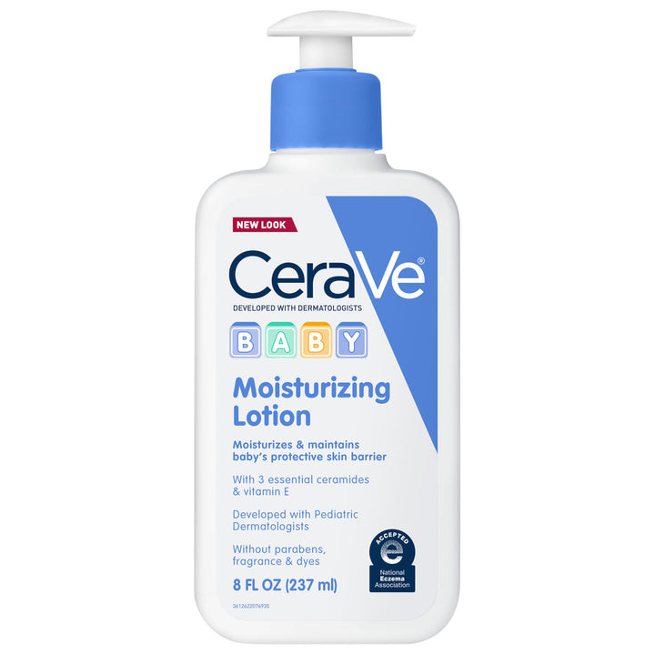 CeraVe Baby Lotion, Gentle Baby Skin Care with Ceramides, Niacinamide & Vitamin E, Fragrance, Paraben, Dye & Phthalates Free, Lightweight Moisturizer, 8 Ounce, Packaging May Vary Halalzen