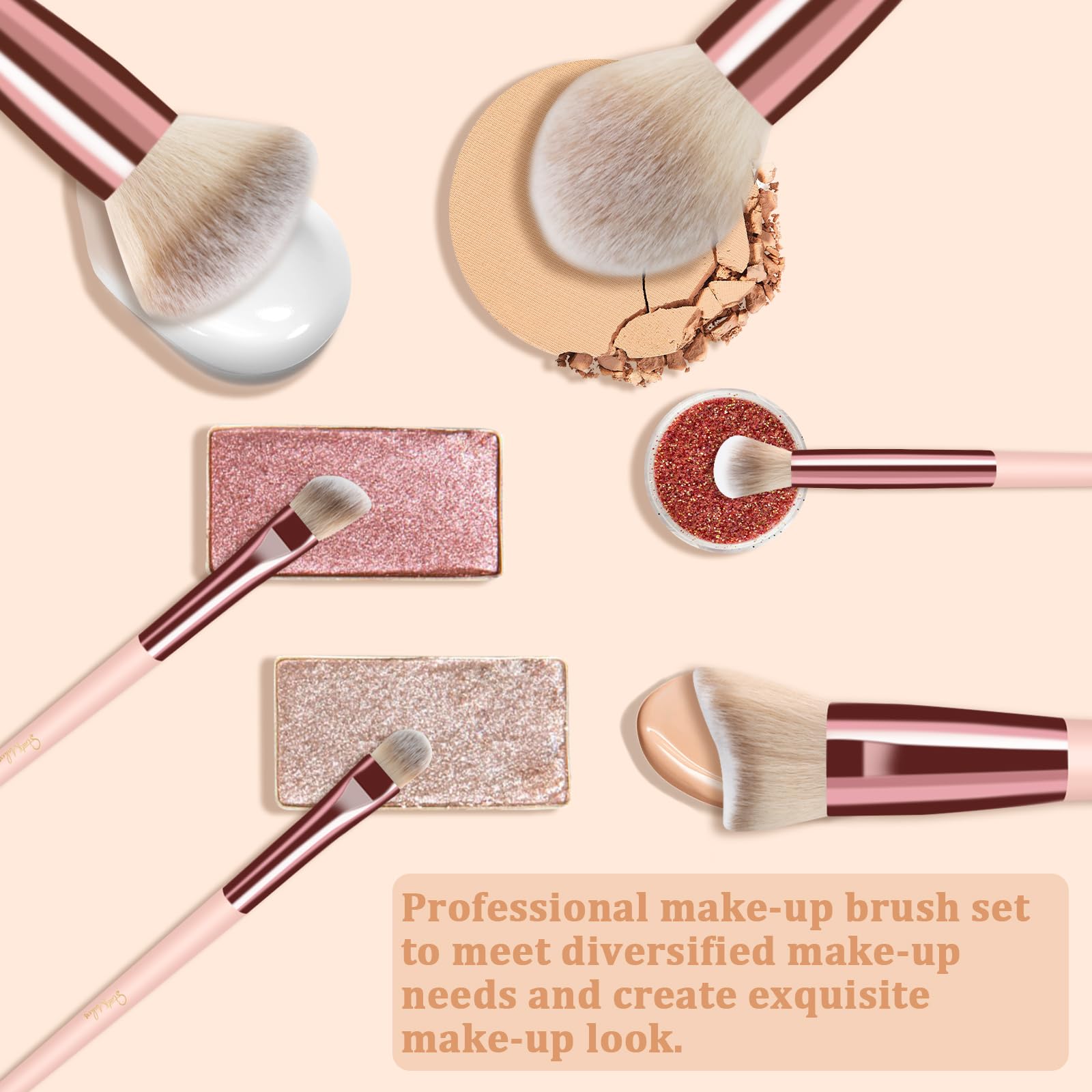 Makeup Brushes 10Pcs Marble Makeup Brush Set Foundation Powder Blush Blending Eyeshadow Brushes Sets Halalzen