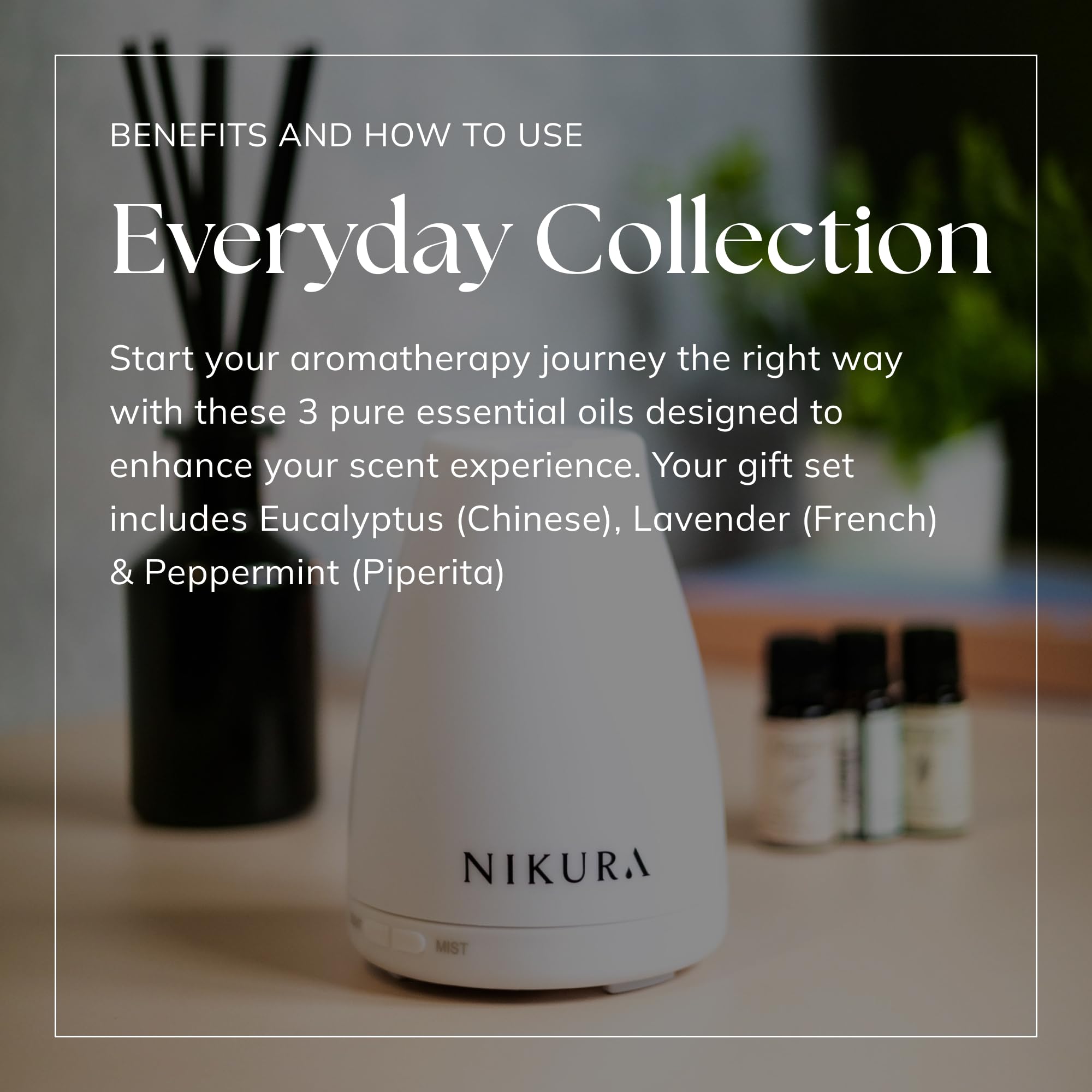 Nikura Essential Oils Blends Gift Set | Calming Essential Oils for Diffusers for Home, Sleep, Wax Melts | Relaxing Aromatherapy Oils | UK Made & Vegan