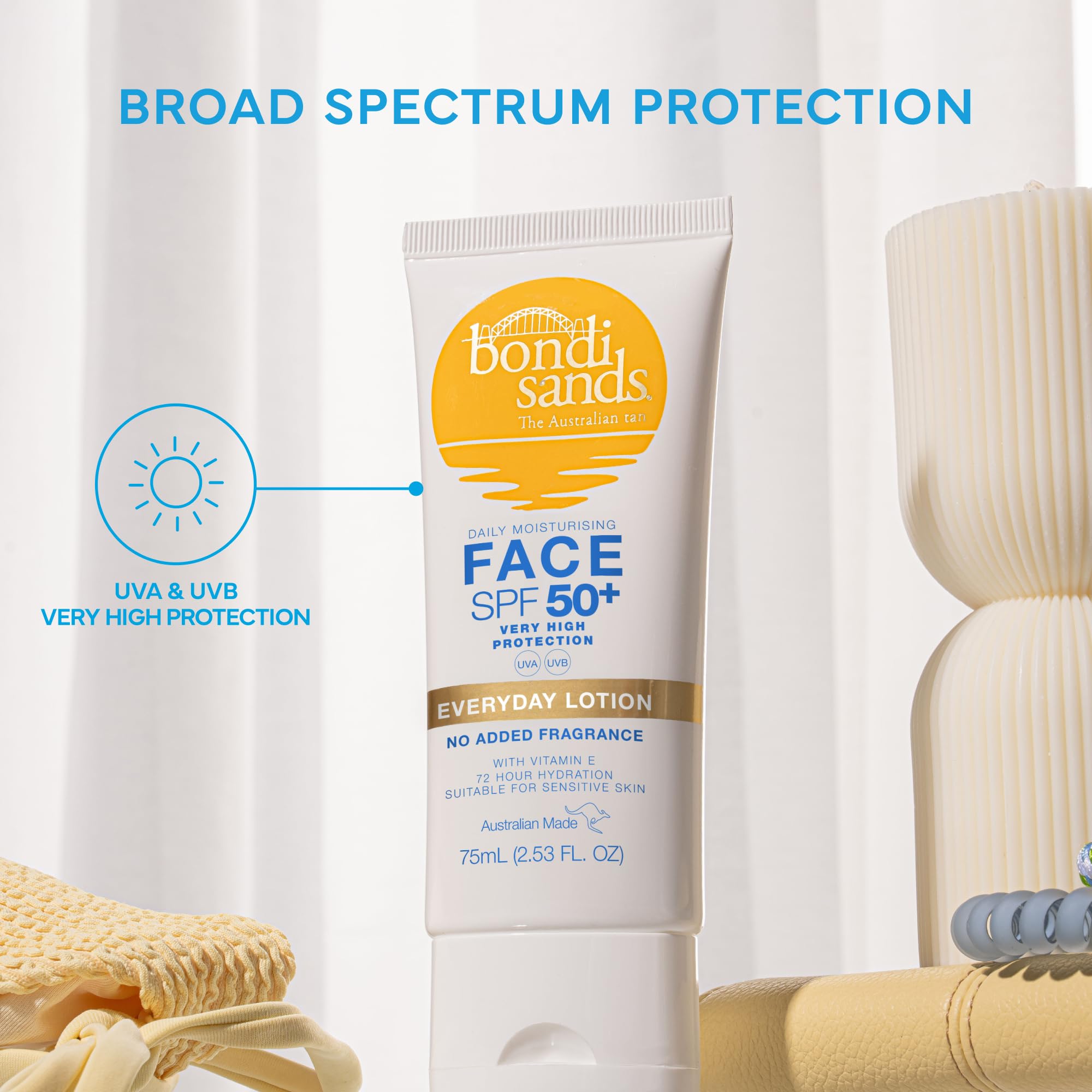 Bondi Sands Fragrance Free Sunscreen Lotion SPF 50+ | Non-Greasy Broad-Spectrum Formula Moisturises, Soothes, and Protects Skin, Water Resistant Up To 4 Hours + Cruelty Free | 150 mL/5.07 Oz