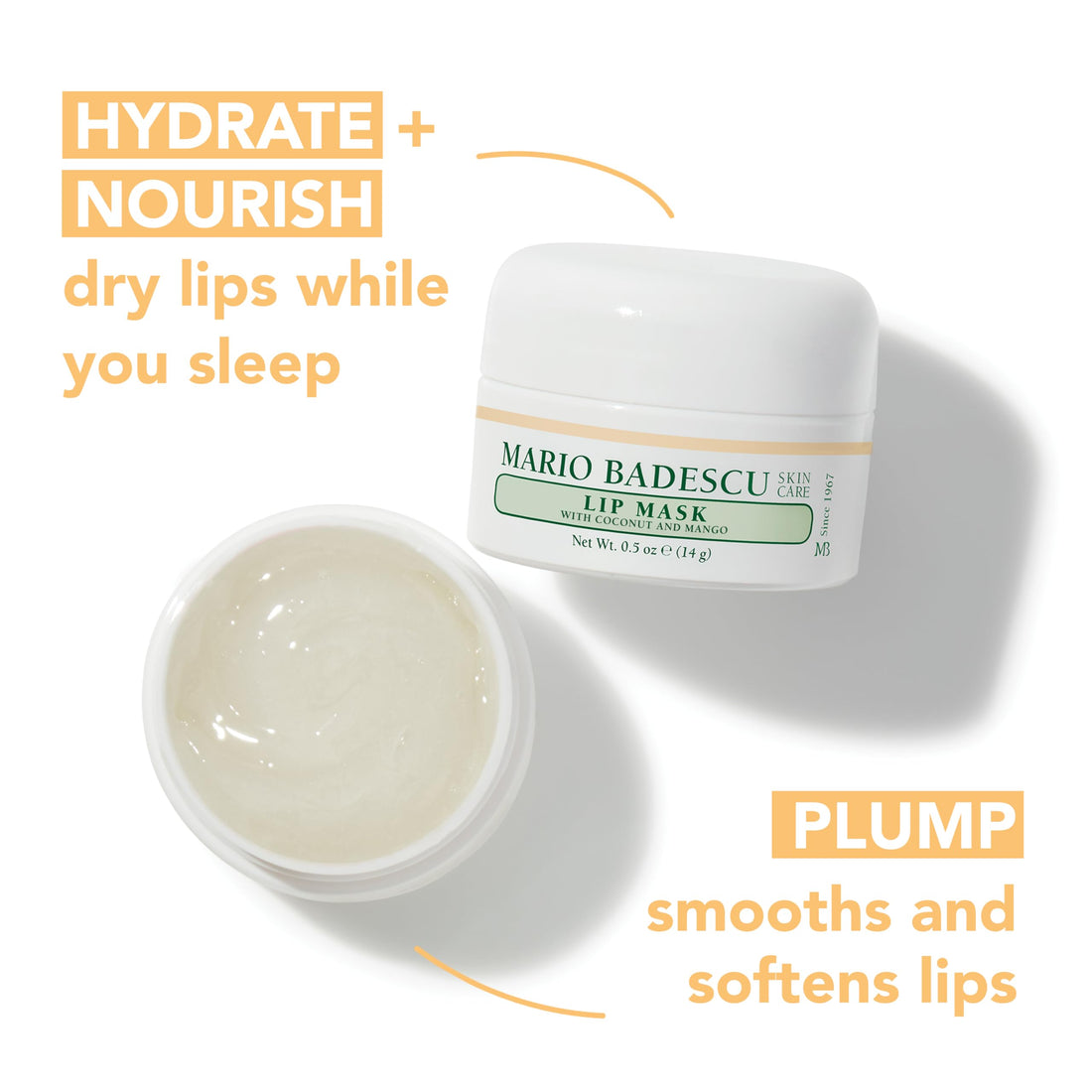 Mario Badescu Lip Mask, Overnight Lip Treatment Enriched With Skin Softening Coconut Oil and Hydrating Shea Butter Halalzen