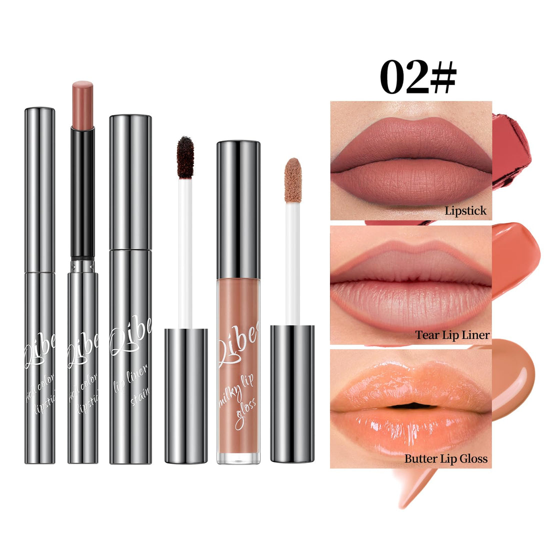3PCS Matte Liquid Lipstick Lip Gloss & Liner Set - All-IN-One Lip Kit, Velvety Nude Color, Waterproof Make Up Set (# 03) Halalzen