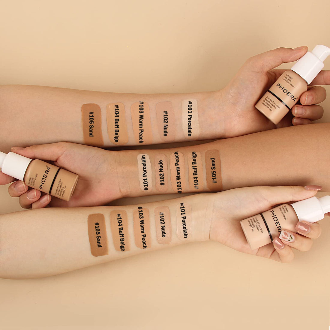 Aquapurity Phoera® Full Coverage Foundation Soft Matte Oil Control Concealer 30ml Long Lasting Flawless Cream Smooth (102 NUDE) Halalzen