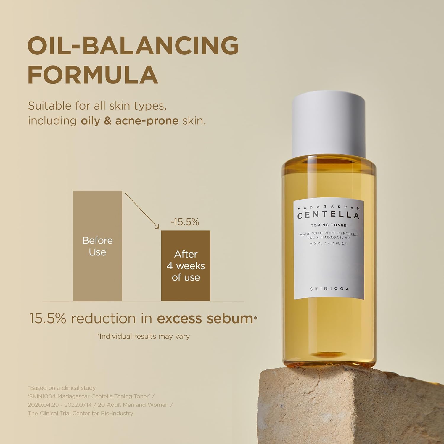 SKIN1004 Centella Toning Toner 210 ml, Tonique visage coréen avec Centella Asiatica de Madagascar et acide hyaluronique pour hydrater, apaiser et hydrater, Exfoliant PHA, Soin de la peau coréen