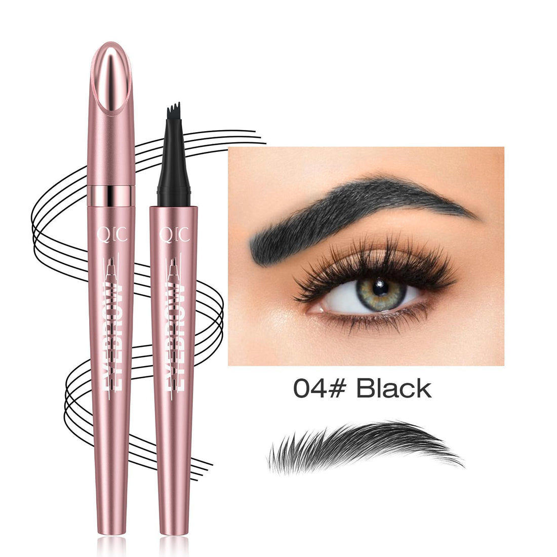 2024 New Magic Eyebrow Pencil with 4 Micro-Fork Tip Long-lasting Waterproof Eyebrow Pen and Smudgeproof Brow Pen,Creates Natural Looking Defined Eyebrows(Dark Brown)