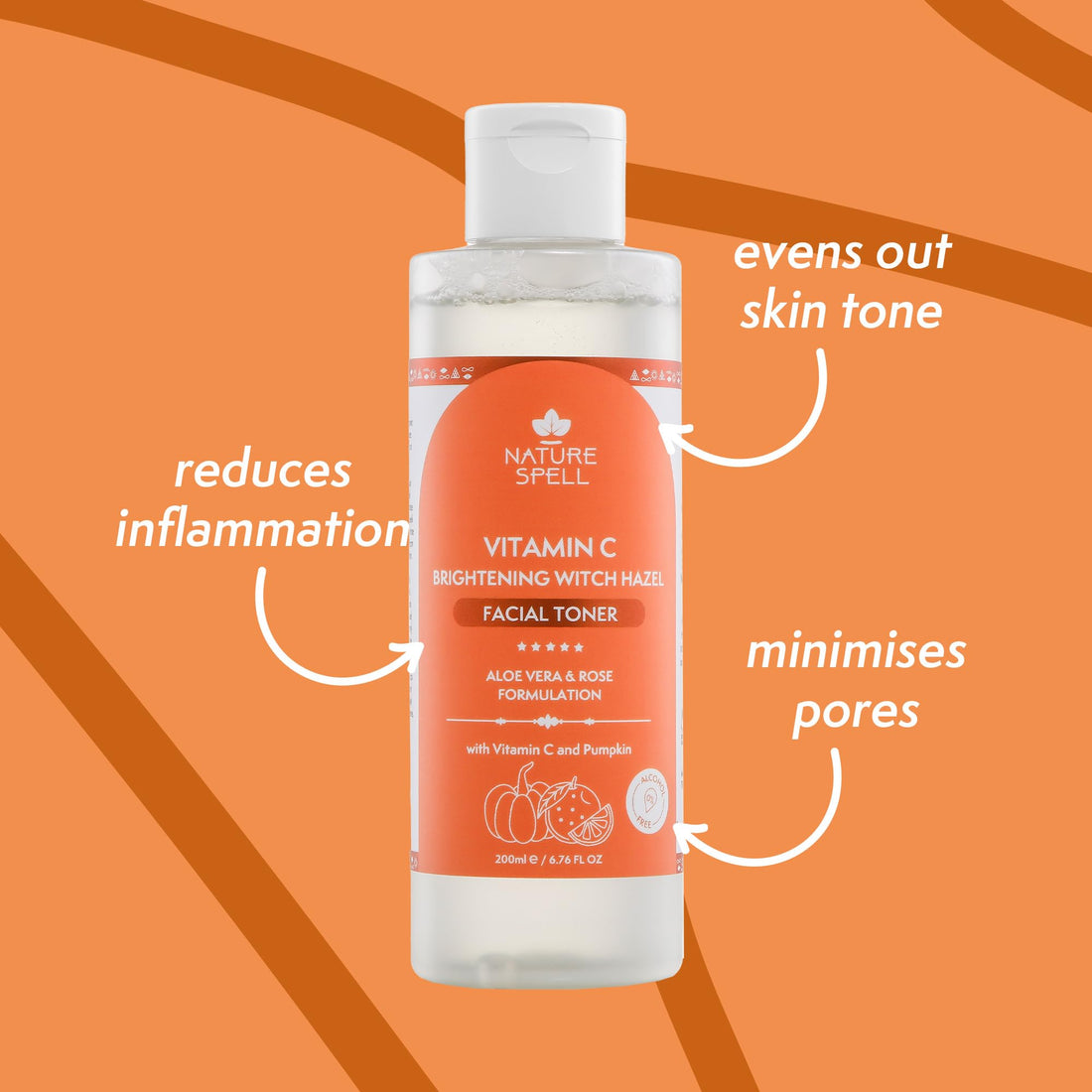 Nature Spell Rose Water Facial Toner, Hydrates & Restores Skin pH Balance, Suitable for All Skin Types, Vegan, 200ml