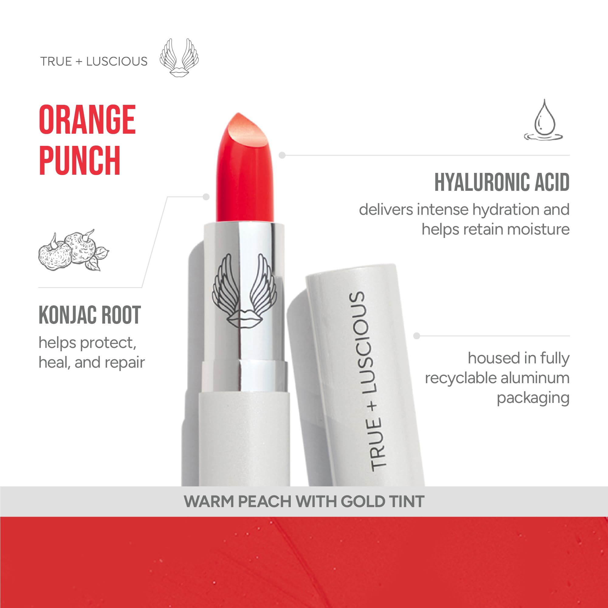 True + Luscious Super Moisture Lipstick | Sheer Cream Lip Color for Lasting Hydration | Hyaluronic Acid Konjac Root Powder | Vegan Cruelty-Free Gluten-Free Flatters All Skin Tones | Pink Sugar