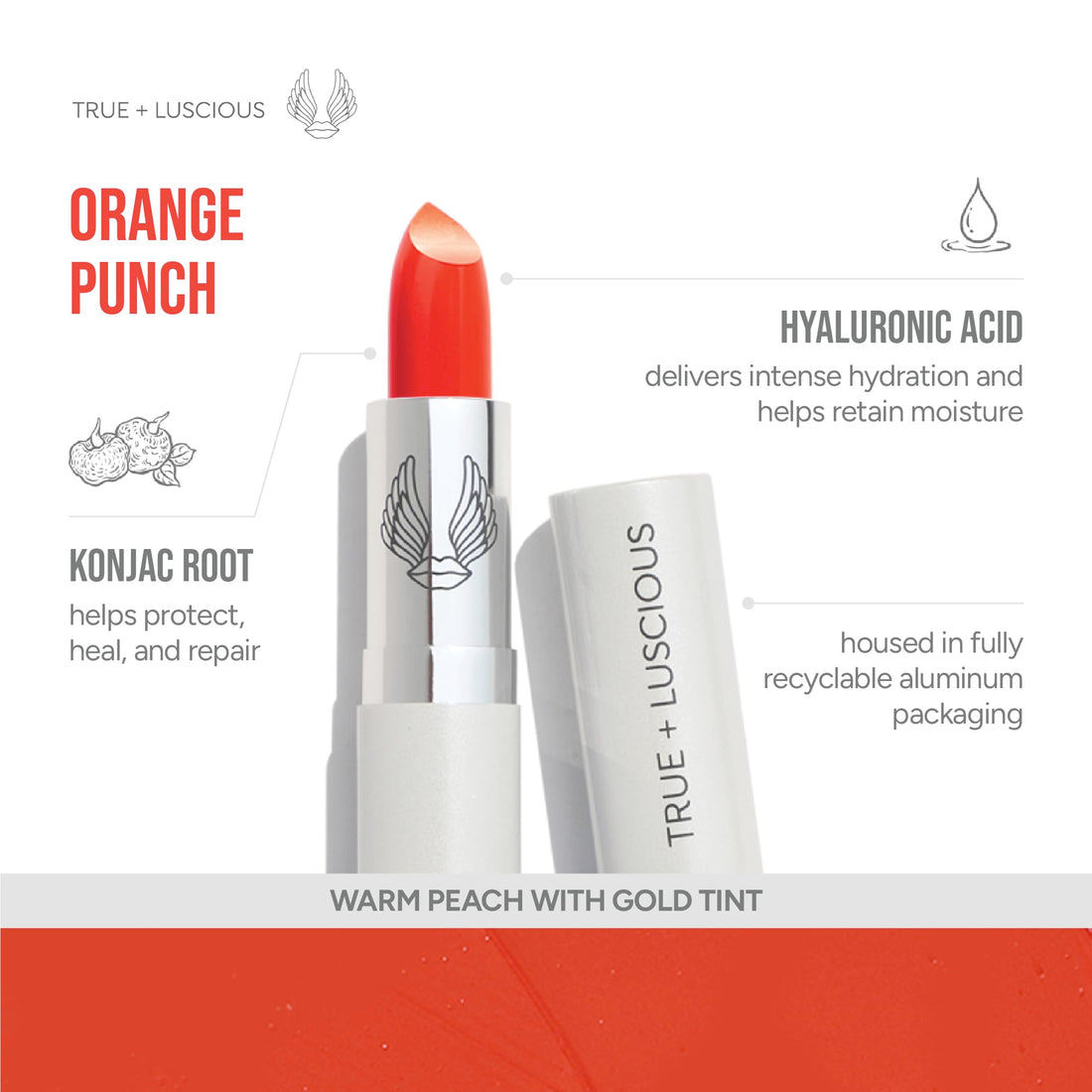 True + Luscious Super Moisture Lipstick | Sheer Cream Lip Color for Lasting Hydration | Hyaluronic Acid Konjac Root Powder | Vegan Cruelty-Free Gluten-Free Flatters All Skin Tones | Pink Sugar