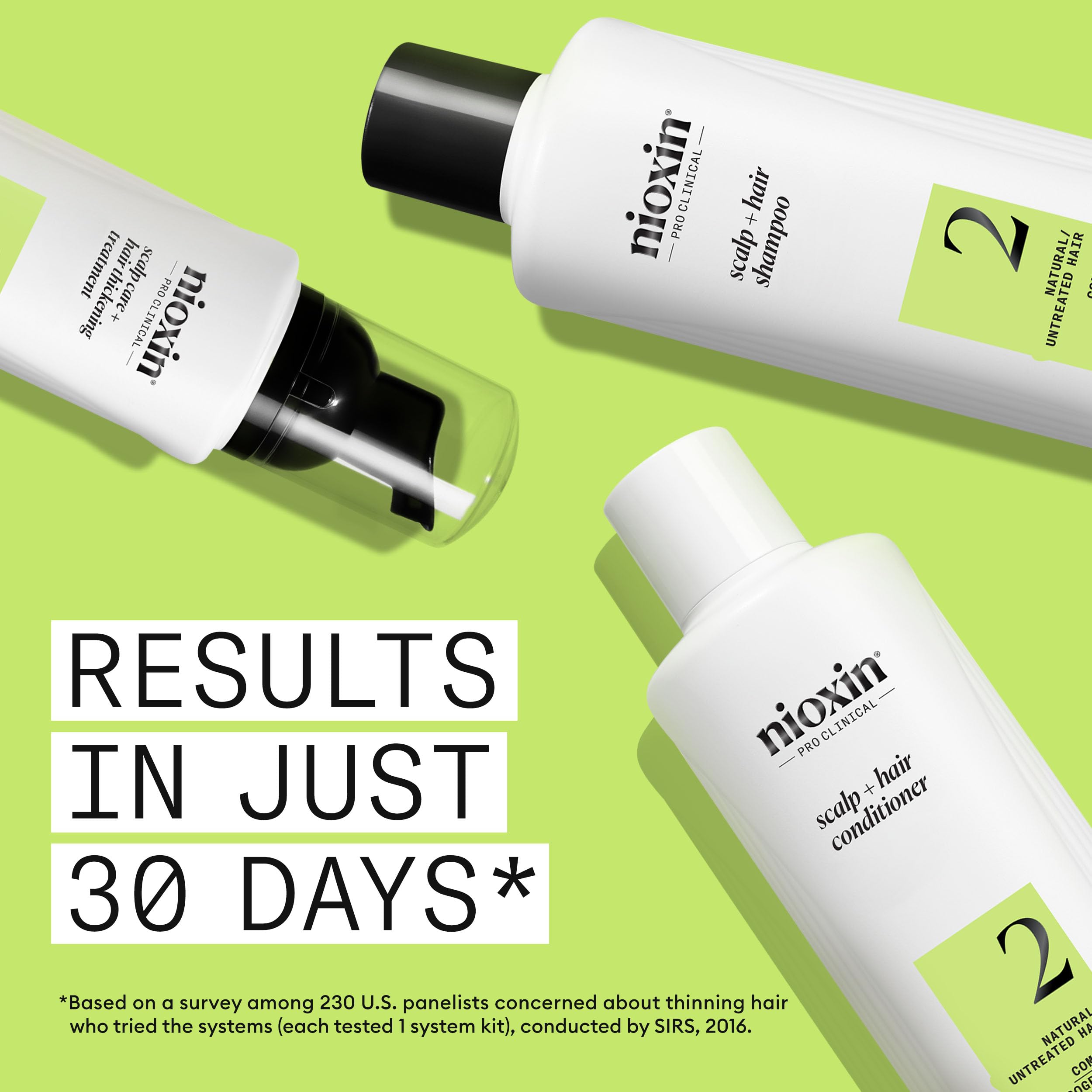 Nioxin System 2 - Hair Thickening System For Natural Hair with Progressed Thinning - Biotin & Niacinamide - Shampoo, Conditioner, Serum