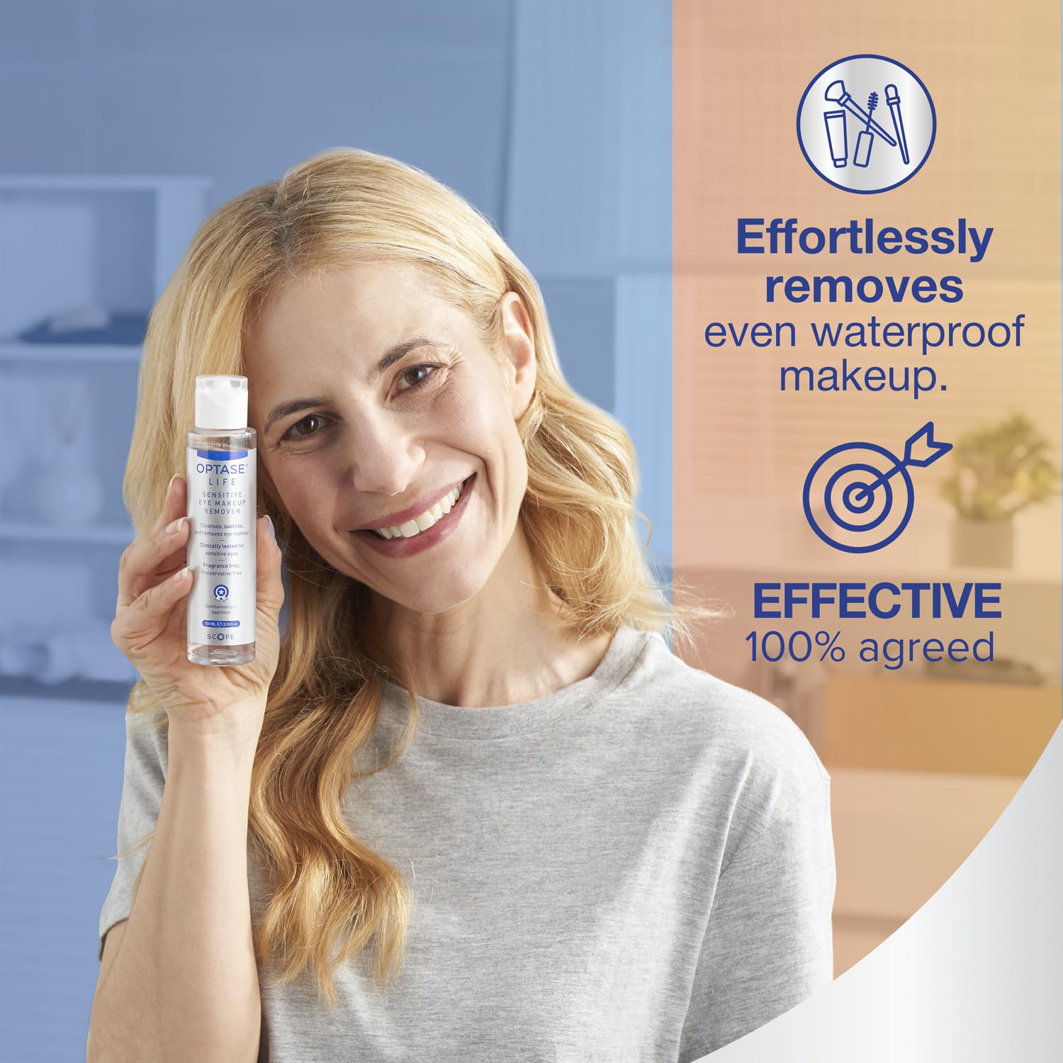 Optase Life Sensitive Eye Makeup Remover - Oil-Free and Non-Greasy Cleanser - Formulated for Sensitive Eyes - Ophthalmologist Approved - 100ml Halalzen