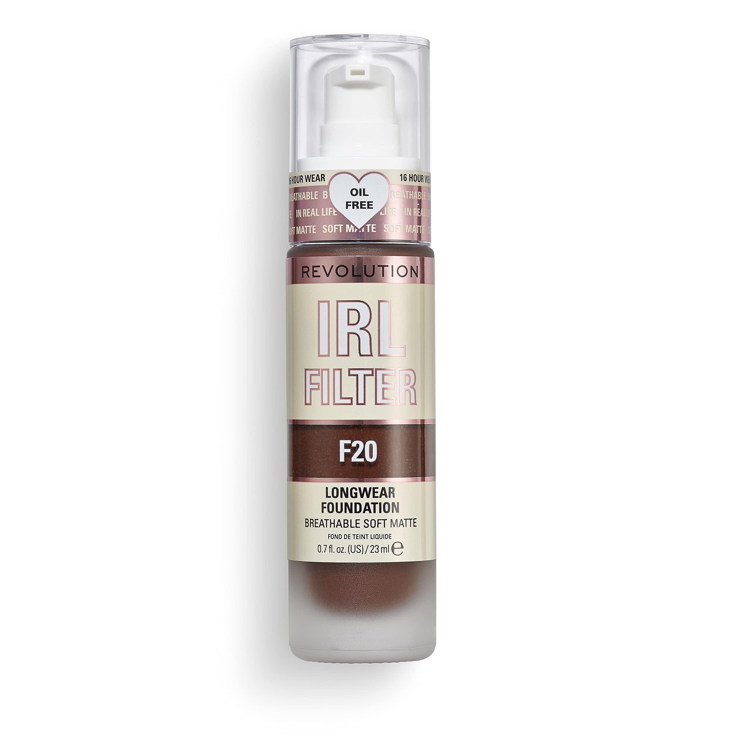 Makeup Revolution IRL Filter, Longwear Foundation, Medium to Full Coverage, Matte Finish, 16 Hour Wear, F5, Fair To Light Skin Tones, 23ml Halalzen