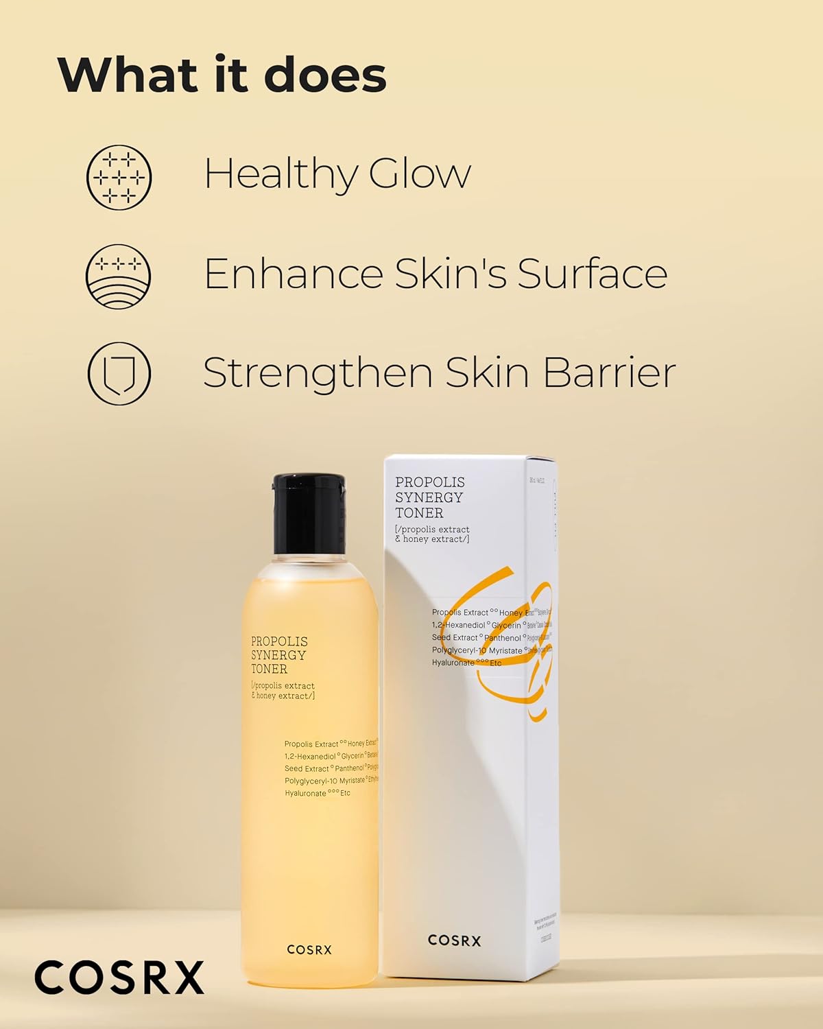 COSRX Full Fit Propolis Toner 72% Propolis Extract, Korean Glow Toner for Face, Healthy Glow Boosting, Hydrating Dewy Essence for Soft Plump Skin, Korean Skincare 150ml