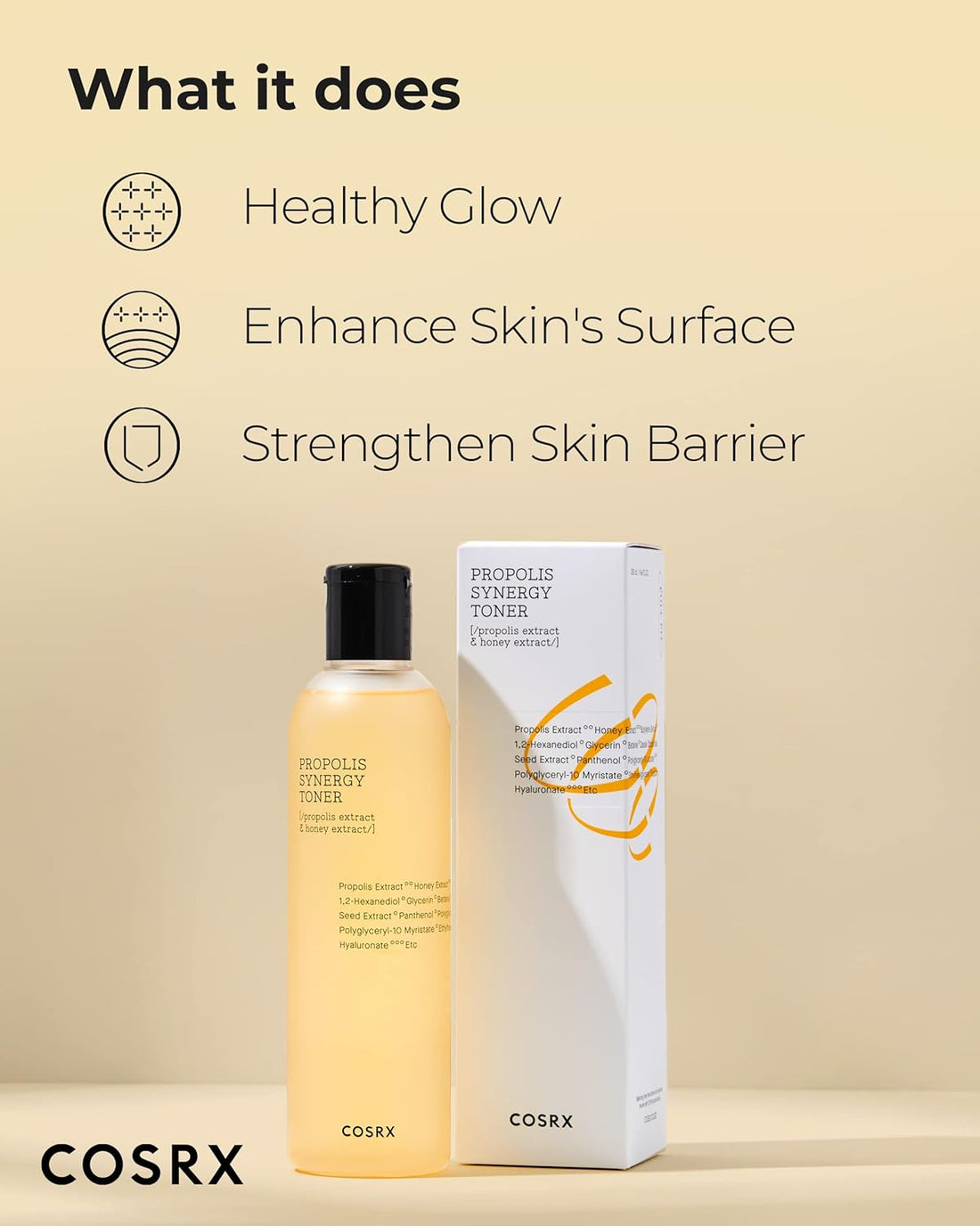 COSRX Full Fit Propolis Toner 72% Propolis Extract, Korean Glow Toner for Face, Healthy Glow Boosting, Hydrating Dewy Essence for Soft Plump Skin, Korean Skincare 150ml