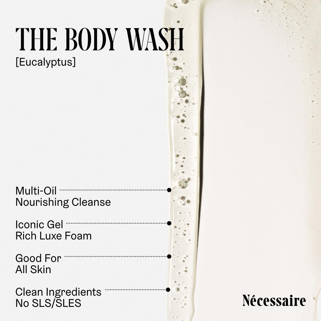 Nécessaire The Body Wash Eucalyptus — Multi-Oil Shower Gel Body Wash for Women + Men. Non-Comedogenic + Hypoallergenic for Sensitive Skin with Niacinamide. 500ml/16.9 fl oz
