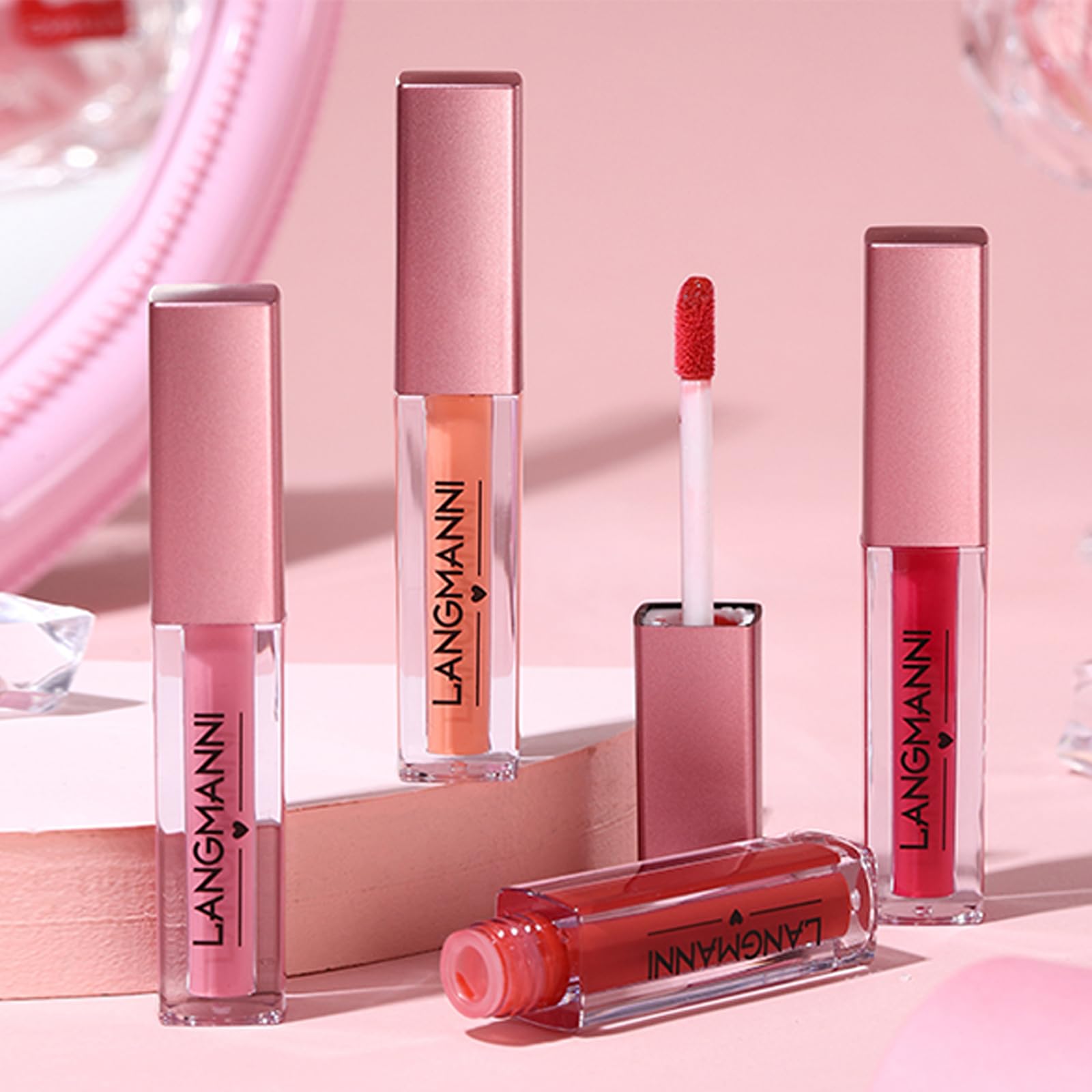 LANGMANNI 12Pcs Lip gloss Collection Makeup Set,Shiny Smooth Soft Liquid Lip Glosses Lip Stain With Rich Varied Colors For Girls And Women Makeup(Color-A) Halalzen
