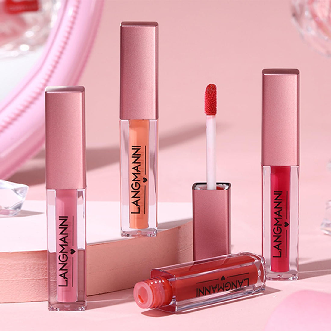 LANGMANNI 12Pcs Lip gloss Collection Makeup Set,Shiny Smooth Soft Liquid Lip Glosses Lip Stain With Rich Varied Colors For Girls And Women Makeup(Color-A) Halalzen