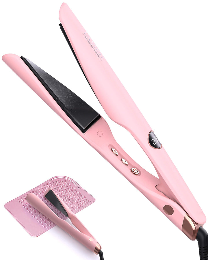LANDOT 2-in-1 Hair Straighteners and Curler - Twist Floating Plates for Create Salon Waves, Curls, Straight Styles, Anti-Frizz & Tangle-Free | Dual Voltage, 12 Temp Settings 120-230°C All Hair Types Halalzen