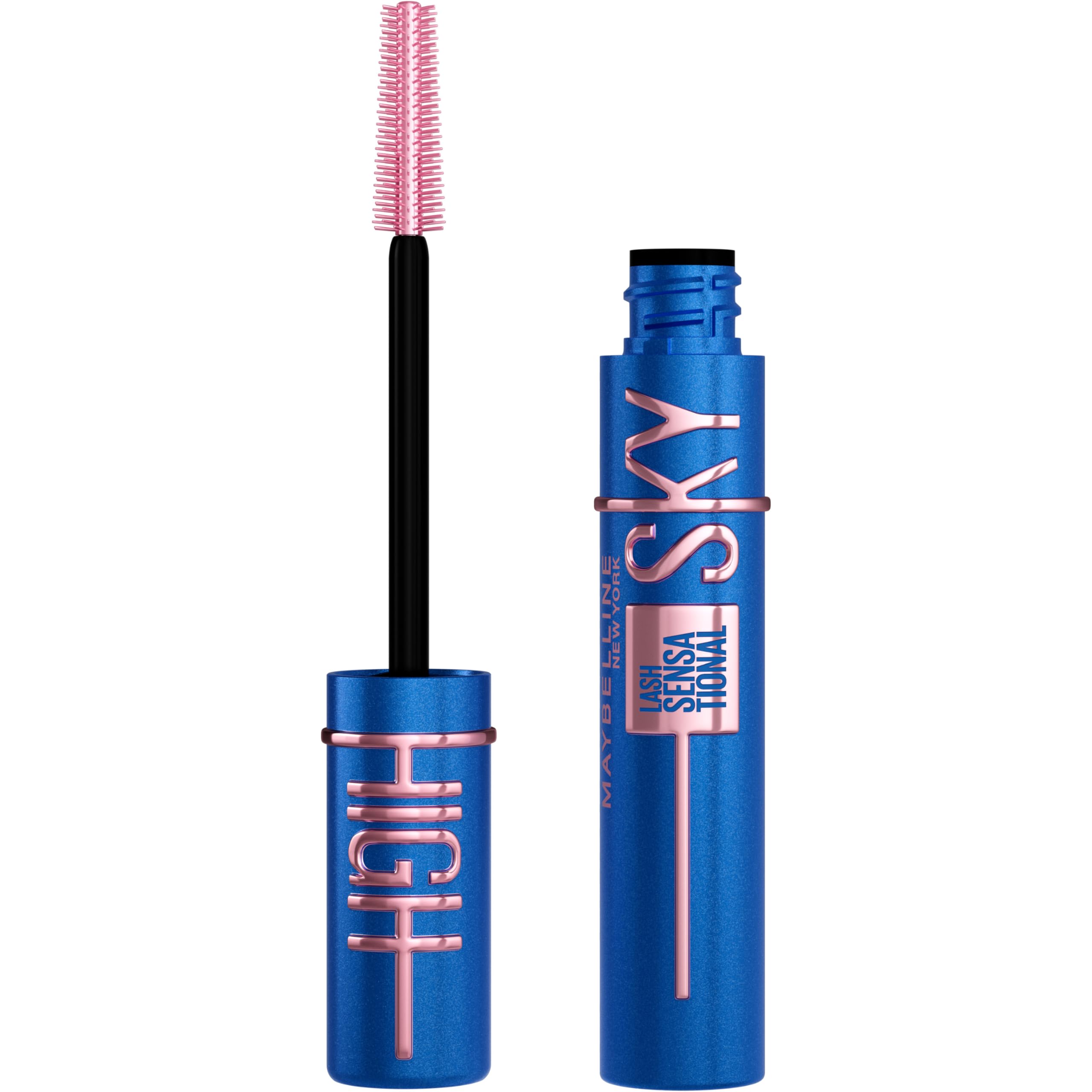 Maybelline Lash Sensational Sky High Washable Mascara Make-up, Volumen, Verlängerung, Definition, Schwung, Multiplikation, aufbaufähige Formel, Very Black, 1 Stück