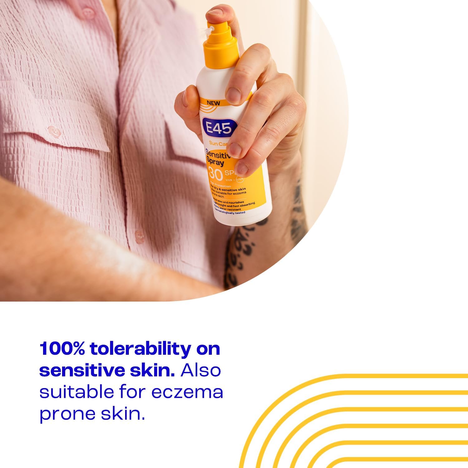 E45 Sunscreen Spray for Sensitive Skin SPF 30 - Hydrating Sun Protection with high UVA and UVB - Instantly Moisturising for Dry Skin, Sensitive Skin and Eczema Prone Skin - 180 ml | for Sensitive Skin