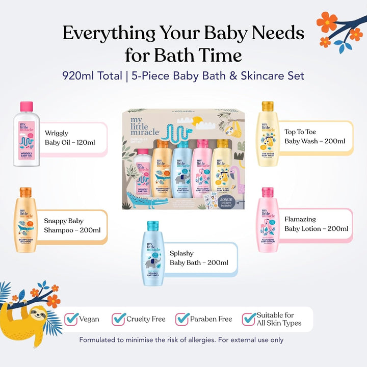 Baby Gift Set | Lotion, Shampoo & Conditioner, Oil, Bath & Top to Toe Wash | Newborn Essentials & Baby Shower Gifts