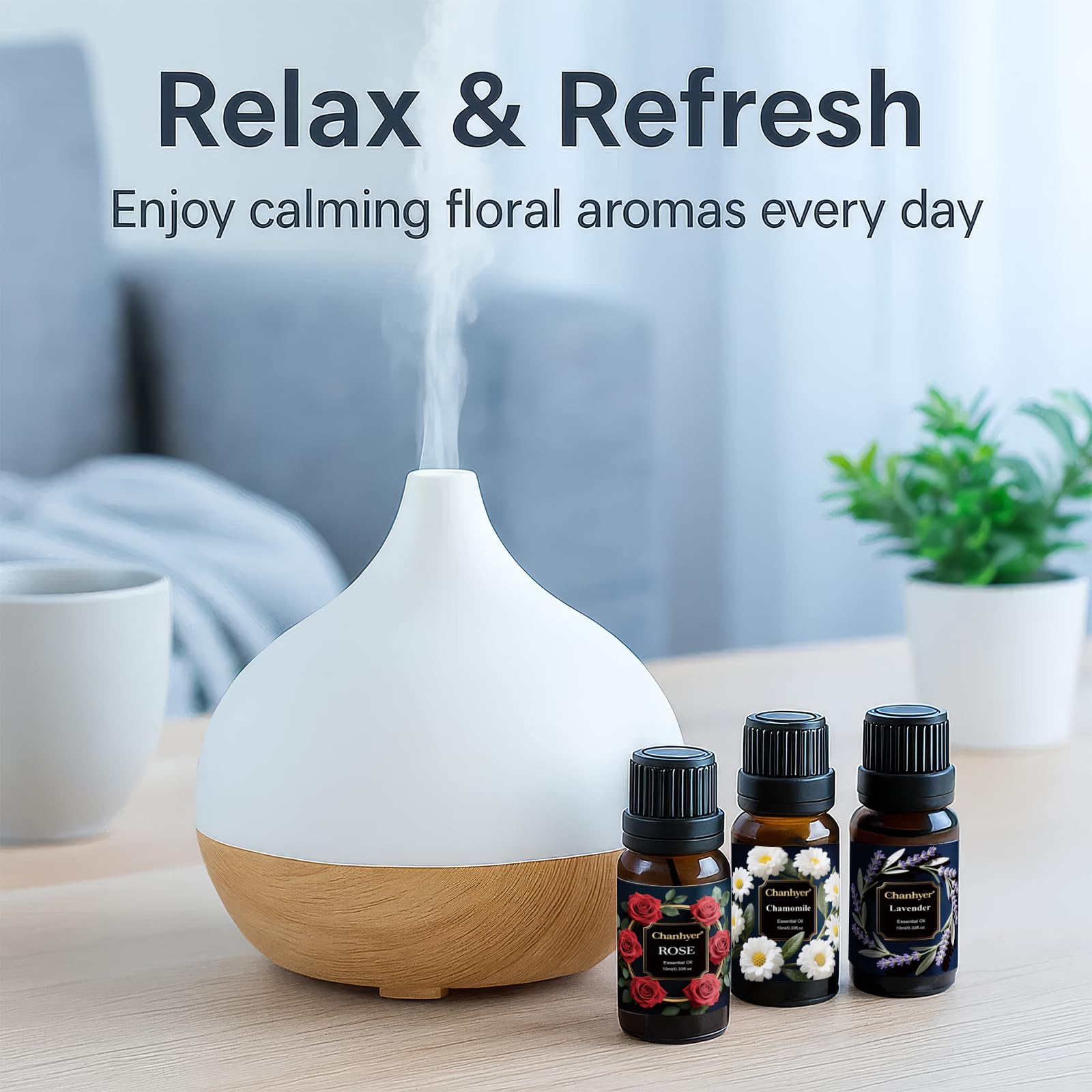 Hotel Collection Essential Oils for Diffusers for Home - 6 x 10 ml Luxury Scented Oil Set with Luxury Night,Jasmine Peppermint,White Tea,Citrus Happiness,My Way,Hotel Lobby,Gift for Women and Men