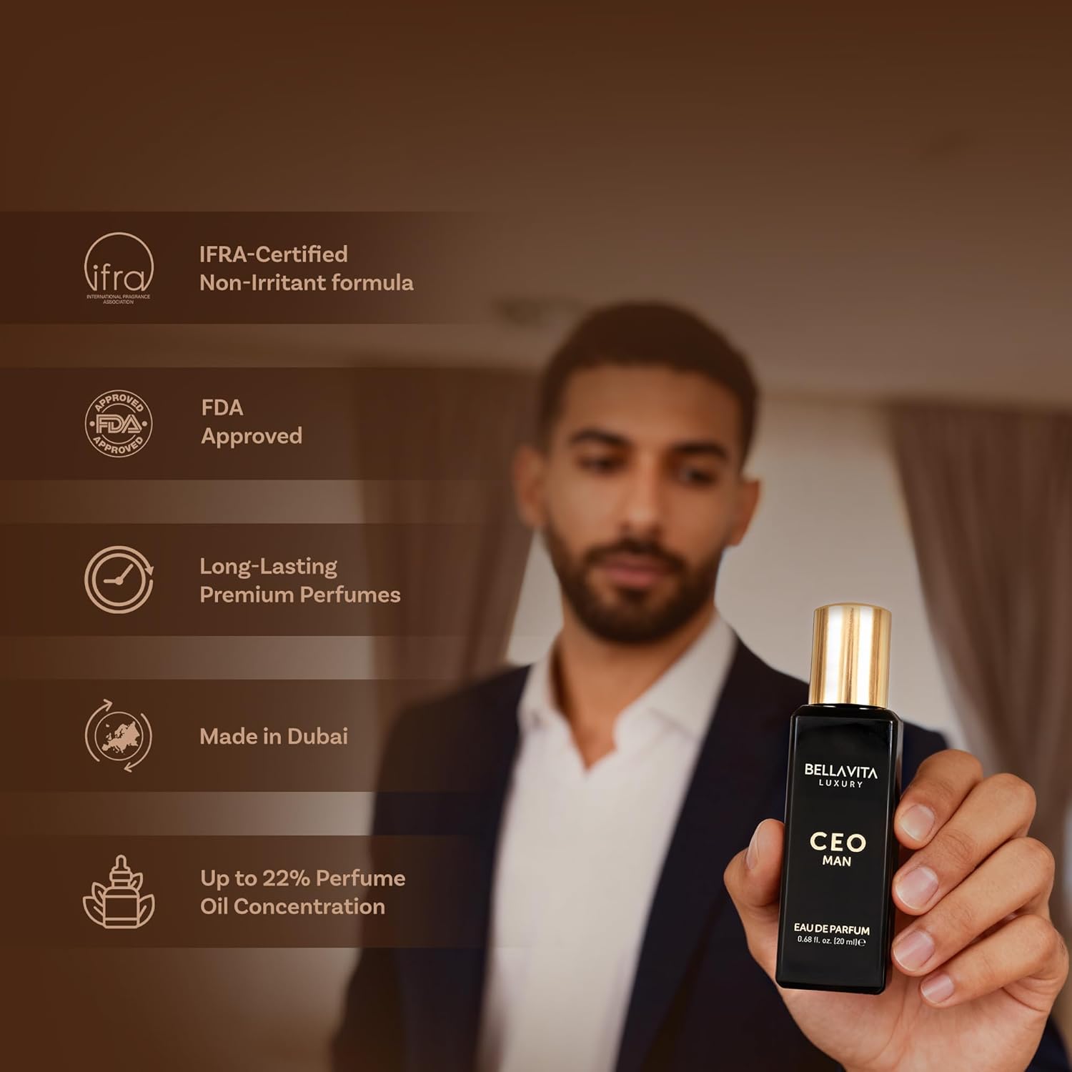 Bellavita Luxury Men's Perfume Gift Set with CEO Man, G.O.A.T., Klub, and Oud | 80ml | Perfume for Men | Lavender, Patchouli, Lemon, and Caramel Notes | Long Lasting Men's Fragrance Halalzen