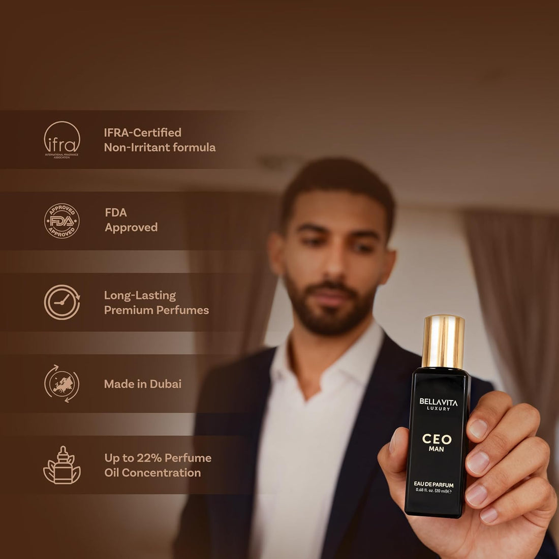 Bellavita Luxury Men's Perfume Gift Set with CEO Man, G.O.A.T., Klub, and Oud | 80ml | Perfume for Men | Lavender, Patchouli, Lemon, and Caramel Notes | Long Lasting Men's Fragrance Halalzen