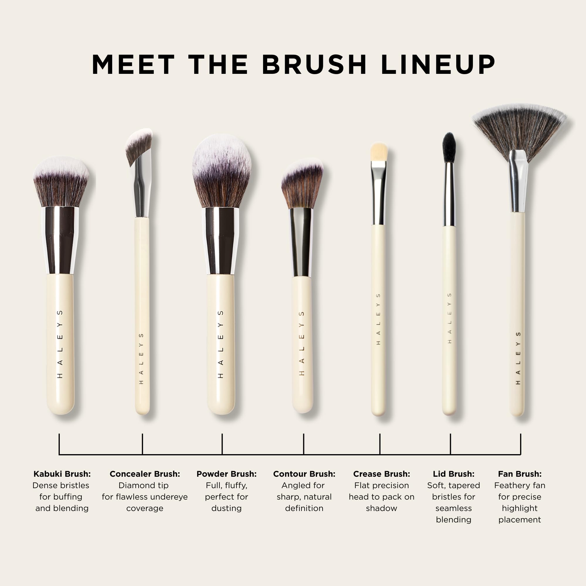 Haleys Beauty Kabuki Foundation Brush For Applying Powder, Foundation, Bronzer, Blush, and Mineral Make up, Soft Bristles, Seamless Blending, Makeup Brushes Essential, Vegan & Cruelty Free