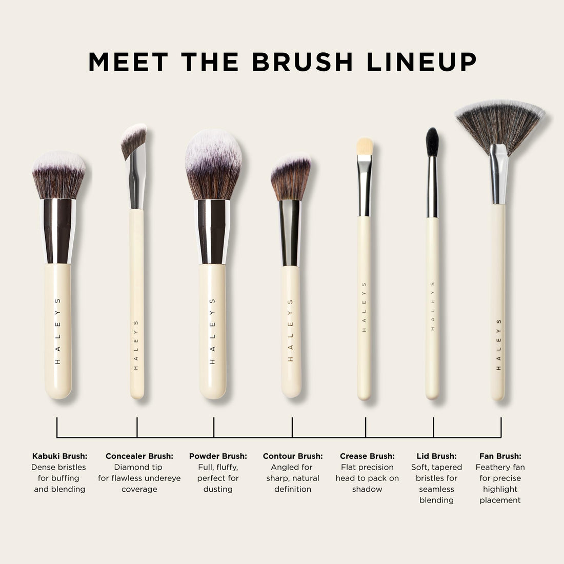Haleys Beauty Kabuki Foundation Brush For Applying Powder, Foundation, Bronzer, Blush, and Mineral Make up, Soft Bristles, Seamless Blending, Makeup Brushes Essential, Vegan & Cruelty Free