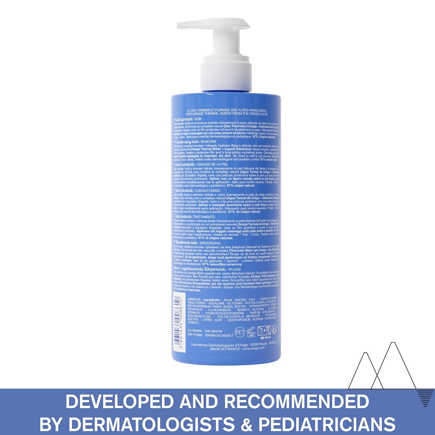 Uriage Baby Daily Moisturizing lotion with Organic Edelweiss + Shea Butter, Nourishes, Moisturizes & Soothes Skin, Non-greasy, Delicately Scented, 97% Igredients of Natural Origin Halalzen