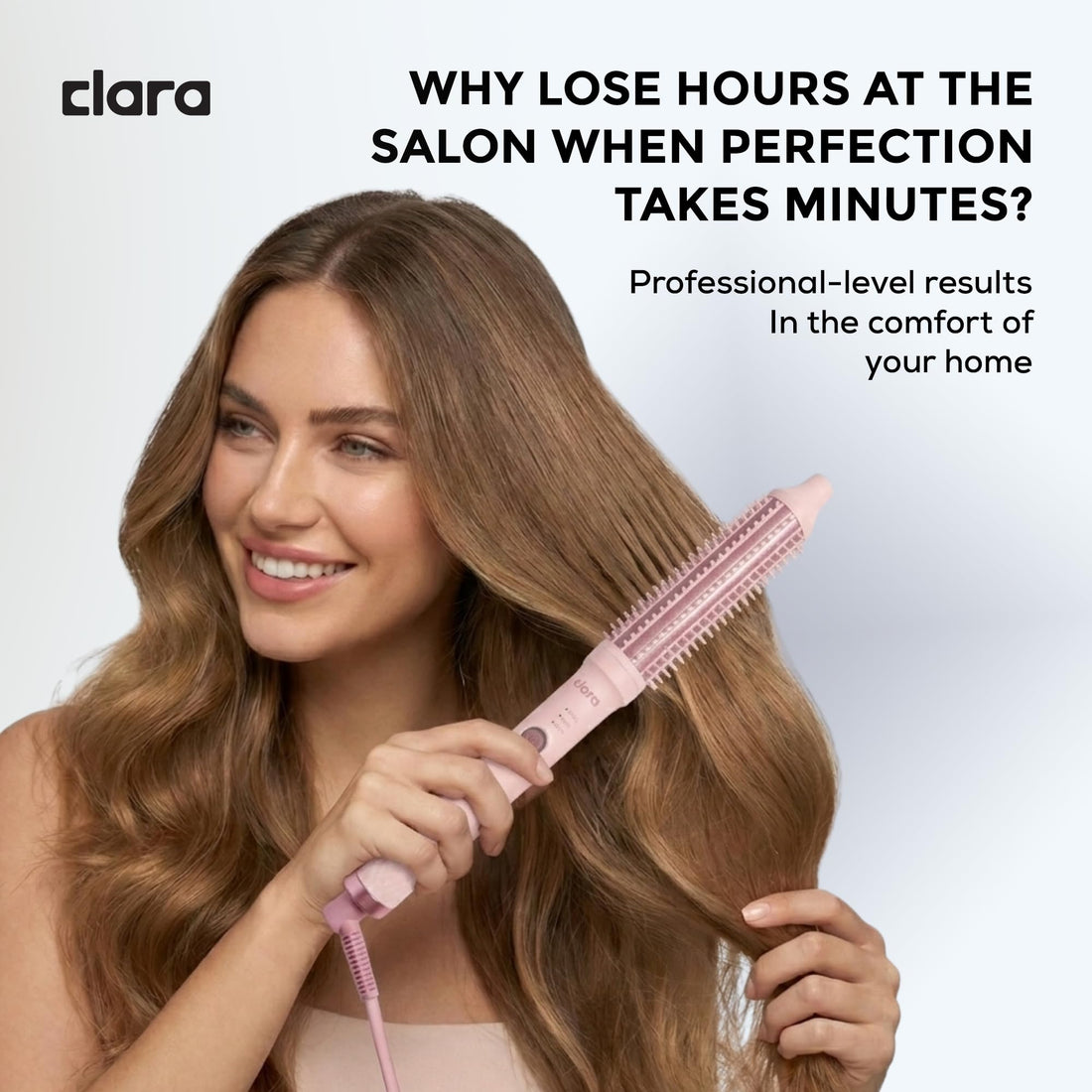 Clara Anti-Frizz Ionic Slim Hot Brush 32mm Thermal Heated Round Hair Styling Brush with 5.5mm Bristles, Triple Heat Settings, 3-in-1 Blowout, Wave & Smooth Finish Styling Tool – Black Halalzen