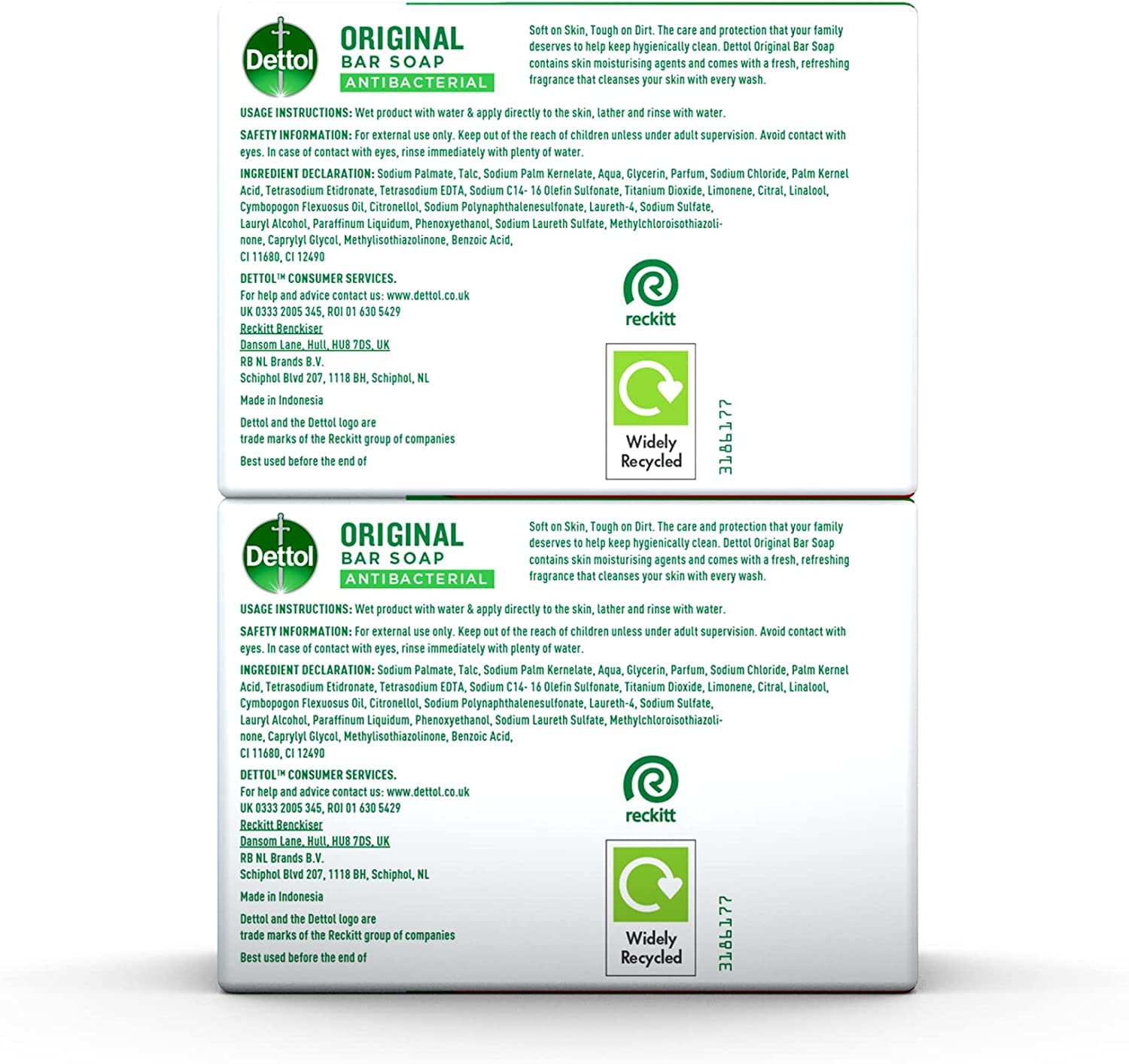 Dettol Antibacterial and Moisturings Bar Soap Original, Pack of 12 Halalzen