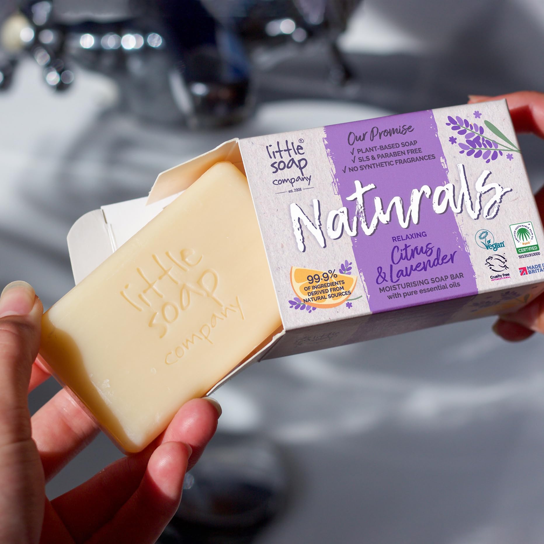 Little Soap Company Natural Range - Citrus & Lavender Soap Bar 100g | Vegan, Cruelty Free & Eco Friendly Body, Face & Hand Soap | Free from SLS & Parabens | Antibacterial with Cleansing Essential Oils Halalzen