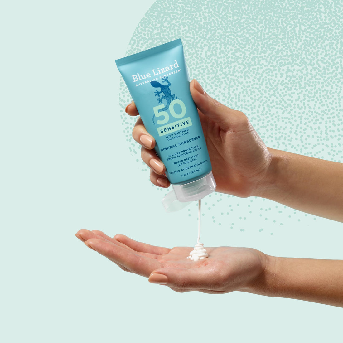 Blue Lizard Sensitive Mineral SPF 50 Sunscreen Lotion, 100% Mineral Sunscreen, UVA/UVB Protection, Infused with organic Aloe Vera, Soothes and Hydrates, 5 fl oz Halalzen