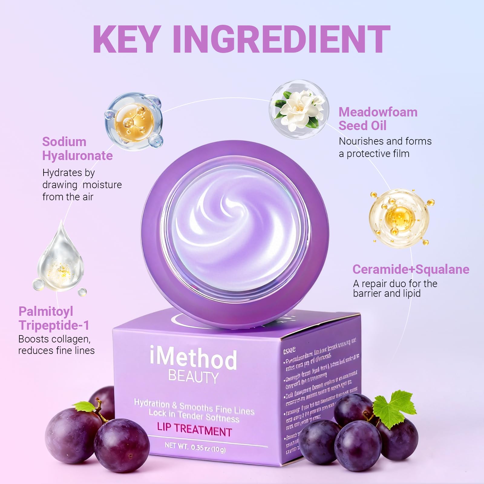 iMethod Overnight Lip Mask - Hydrating Lip Butter Balm with Hyaluronic Acid, Lip Moisturizer For Very Dry Lips, Lip Sleeping Mask to Nourish & Repair Cracked Lips, Smoothes Fine Lines - Peach Halalzen
