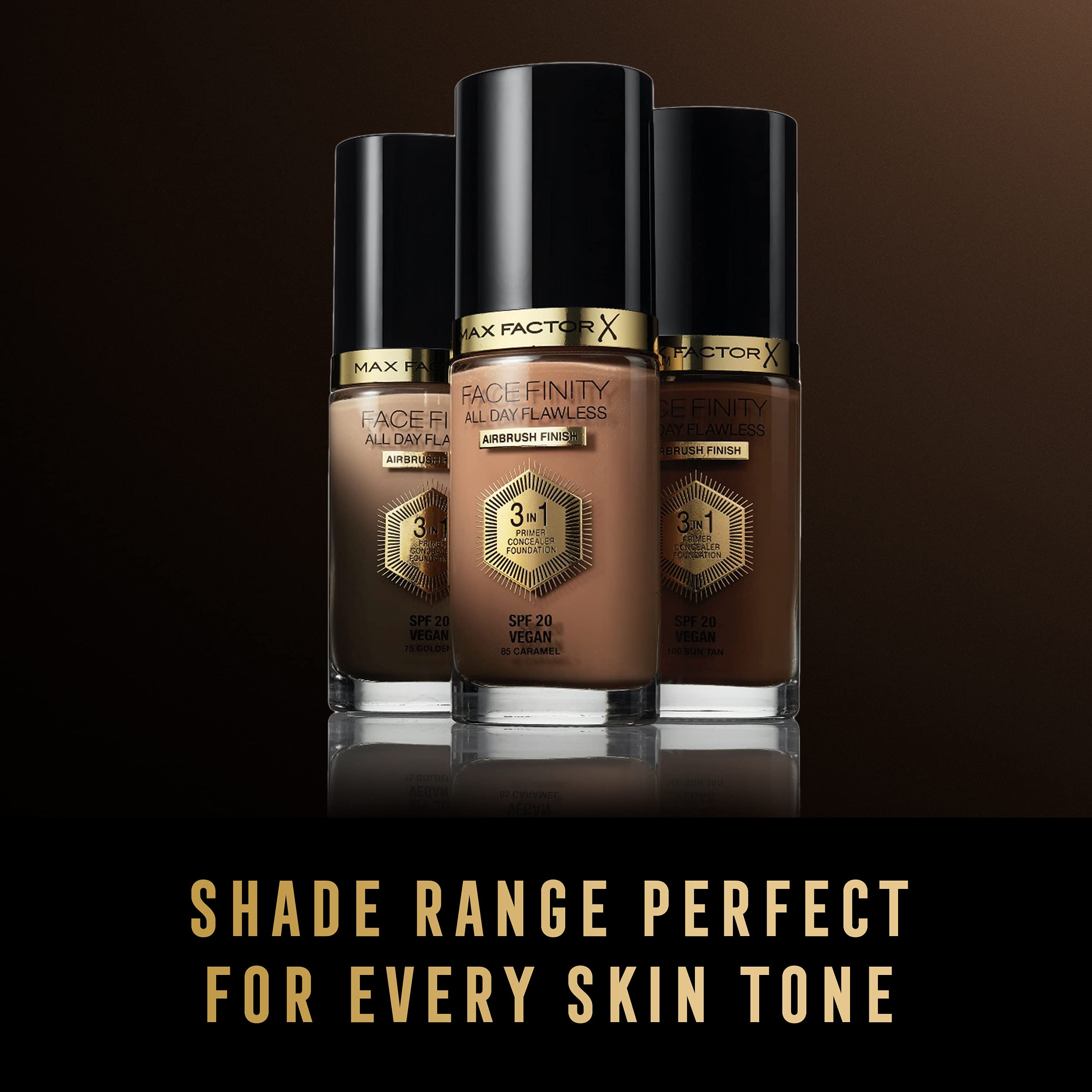 MAX FACTOR - Facefinity All Day Flawless Foundation - 3-in-1 Concealer, Liquid Foundation & Face Primer - Up To 30hr Wear - Flawless Airbrush Finish, SPF 20, Vegan - C50 Natural Rose - 30ml Halalzen