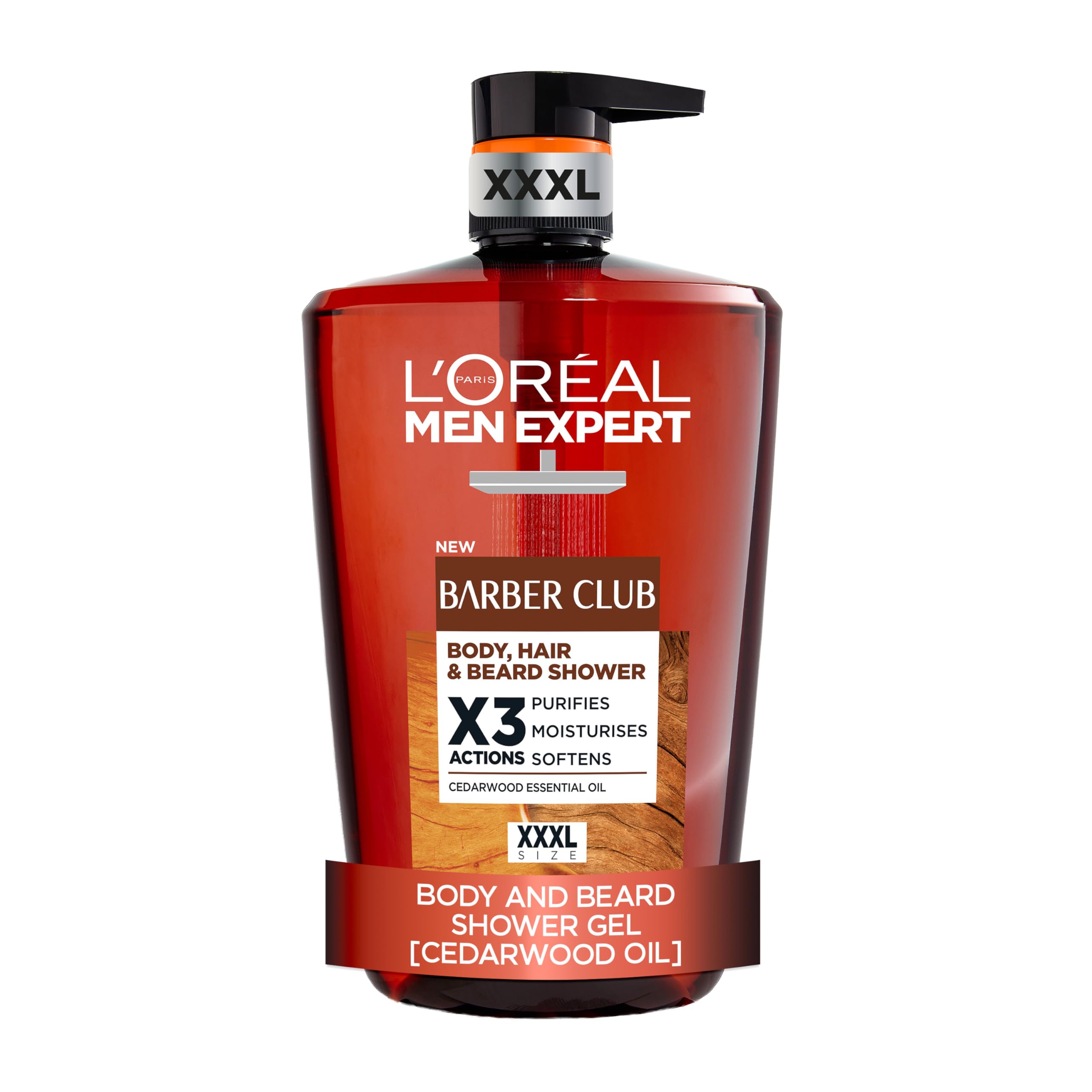 L'Oréal Men Expert, Pure Carbon, 5-in-1 XXXL Shower Gel, A Total Action Body, Face, Hair Wash, Shave and Moisturiser Powered By Carbon, Total 5-in-1 Action, Large 1L Pump