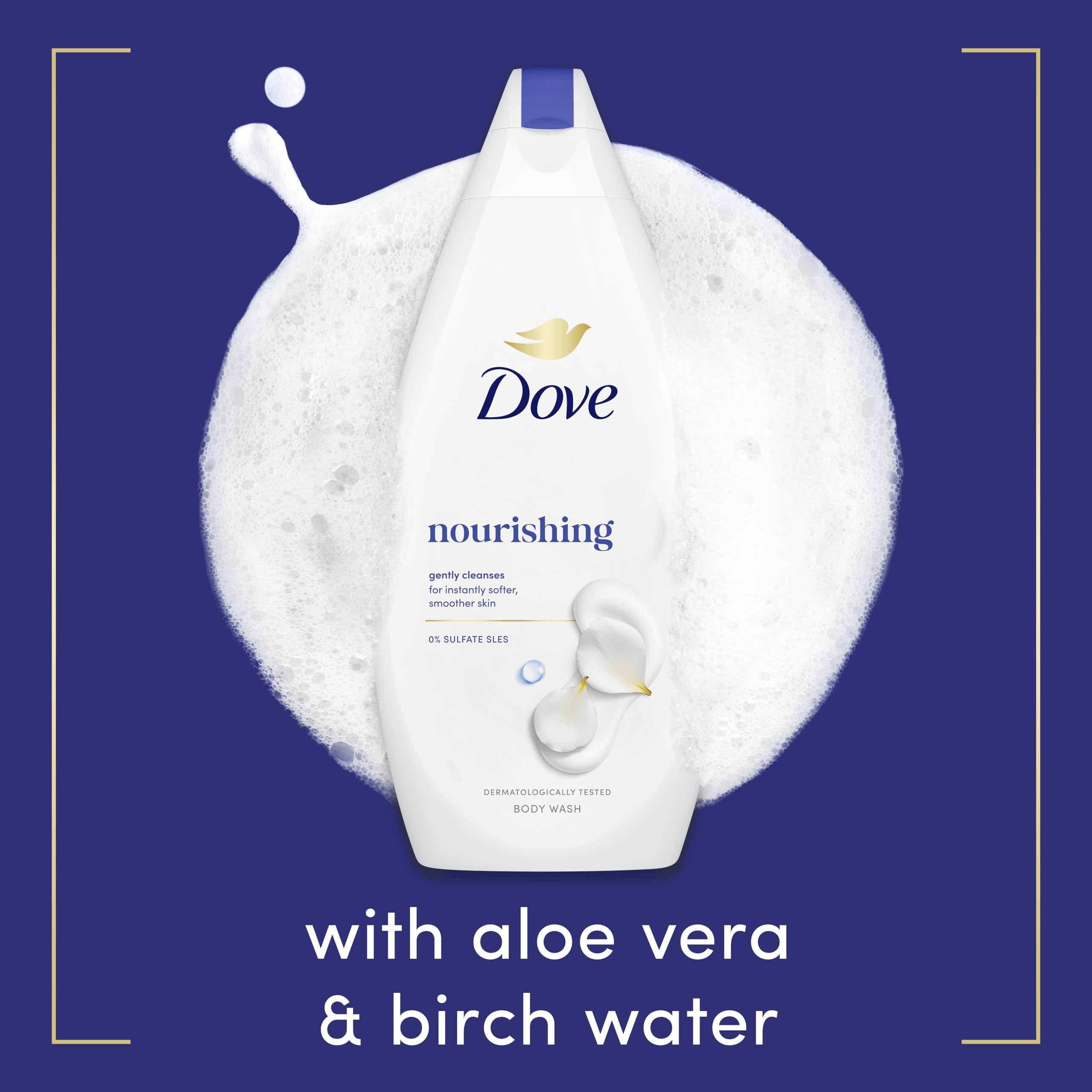 Dove Nourishing Body Wash body cleanser shower gel with an aloe vera & birch water scent for softer, smoother skin after just one shower 450 ml