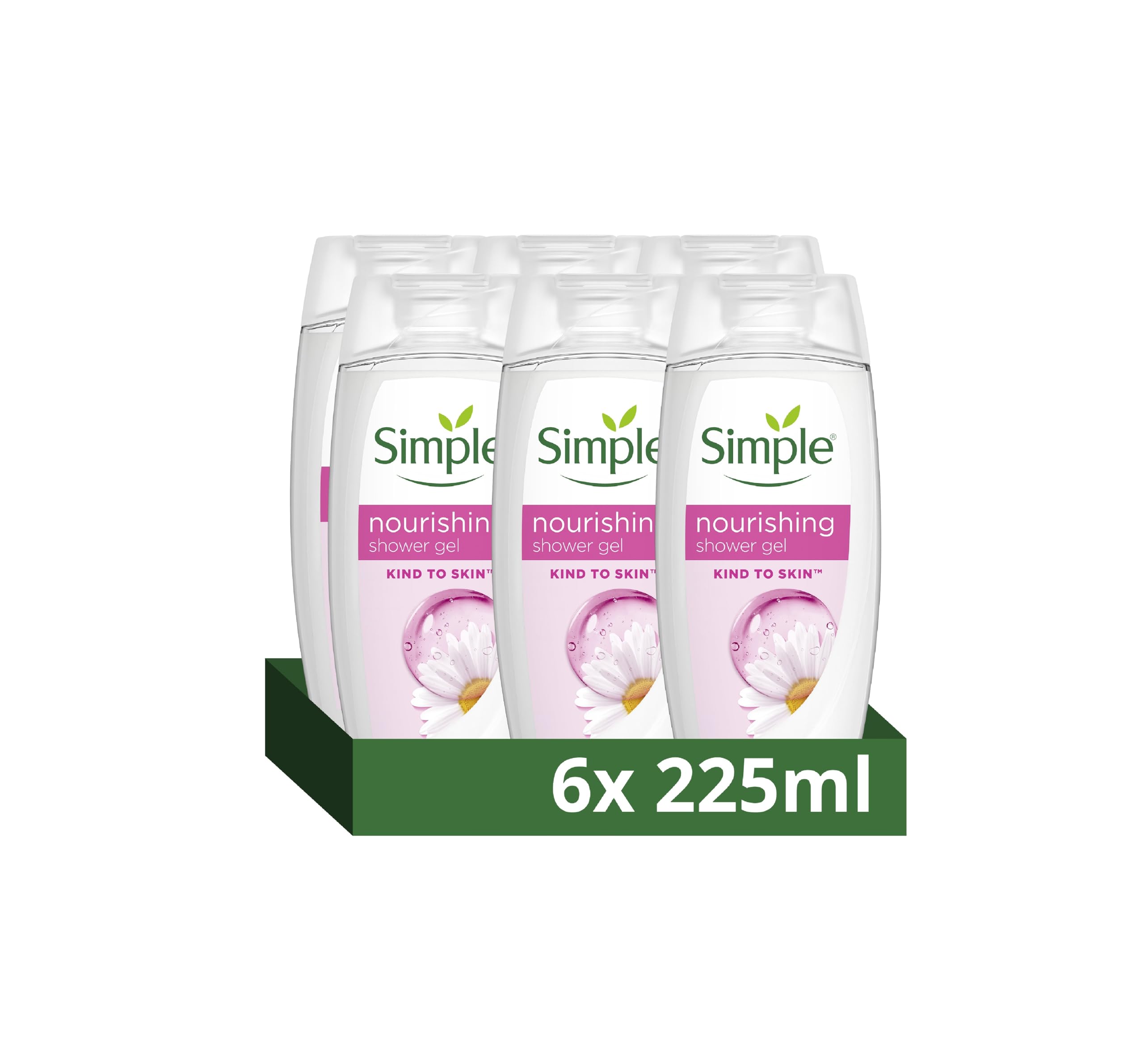 Simple Kind to Skin Kids Hypoallergenic Hair & Body Wash pack of 6 with chamomile oil shampoo for kids 225 ml, White