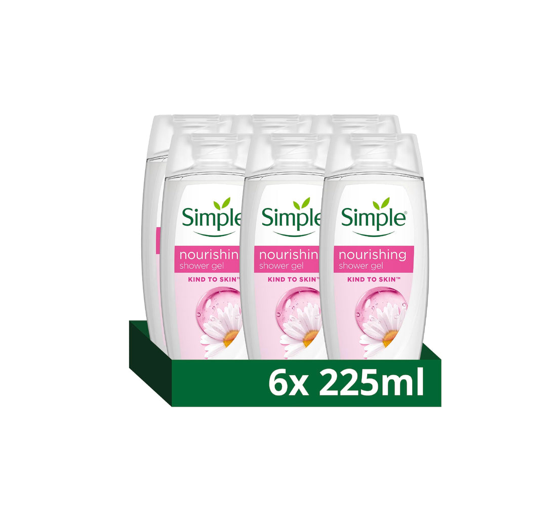 Simple Kind to Skin Kids Hypoallergenic Hair & Body Wash pack of 6 with chamomile oil shampoo for kids 225 ml, White
