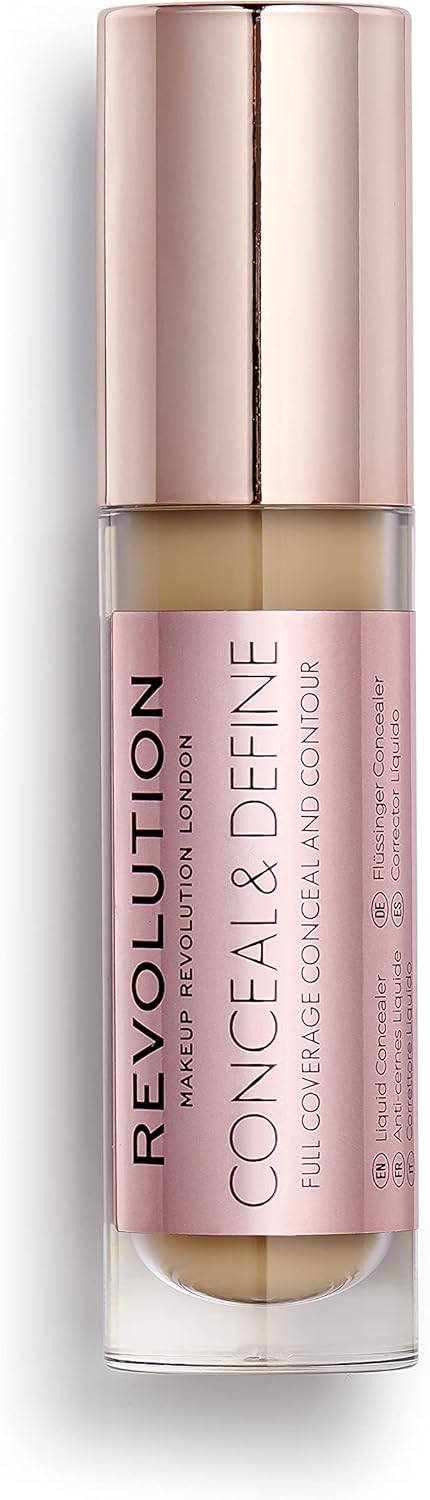 Revolution Conceal & Define Concealer, Lightweight, Long-Lasting, Full Coverage Face Makeup, C10, 4g Halalzen