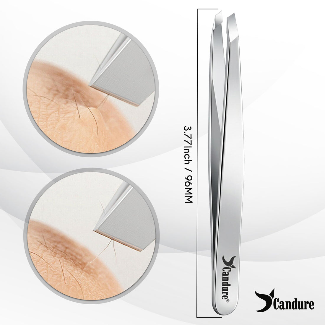 Candure Tweezers for Eyebrows - Professional Stainless Steel Slanted and Pointed Tip Hair Tweezers Set for Ingrown Hair, Blackhead Removal, Eyebrows Plucking Beauty Tool for Women Halalzen