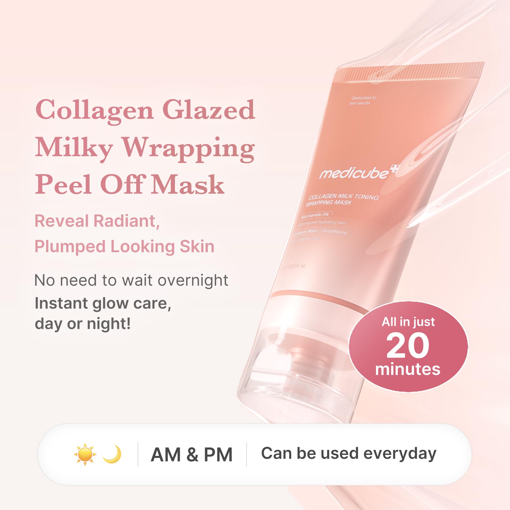 medicube Wrapping Mask Collagen Overnight Peel Off Facial Mask | Elasticity & Hydration Care, Reduces Sagging & Dullness | Hydrolyzed Collagen For Glowing Skin | Korean Skin Care, 2.53 fl.oz Halalzen